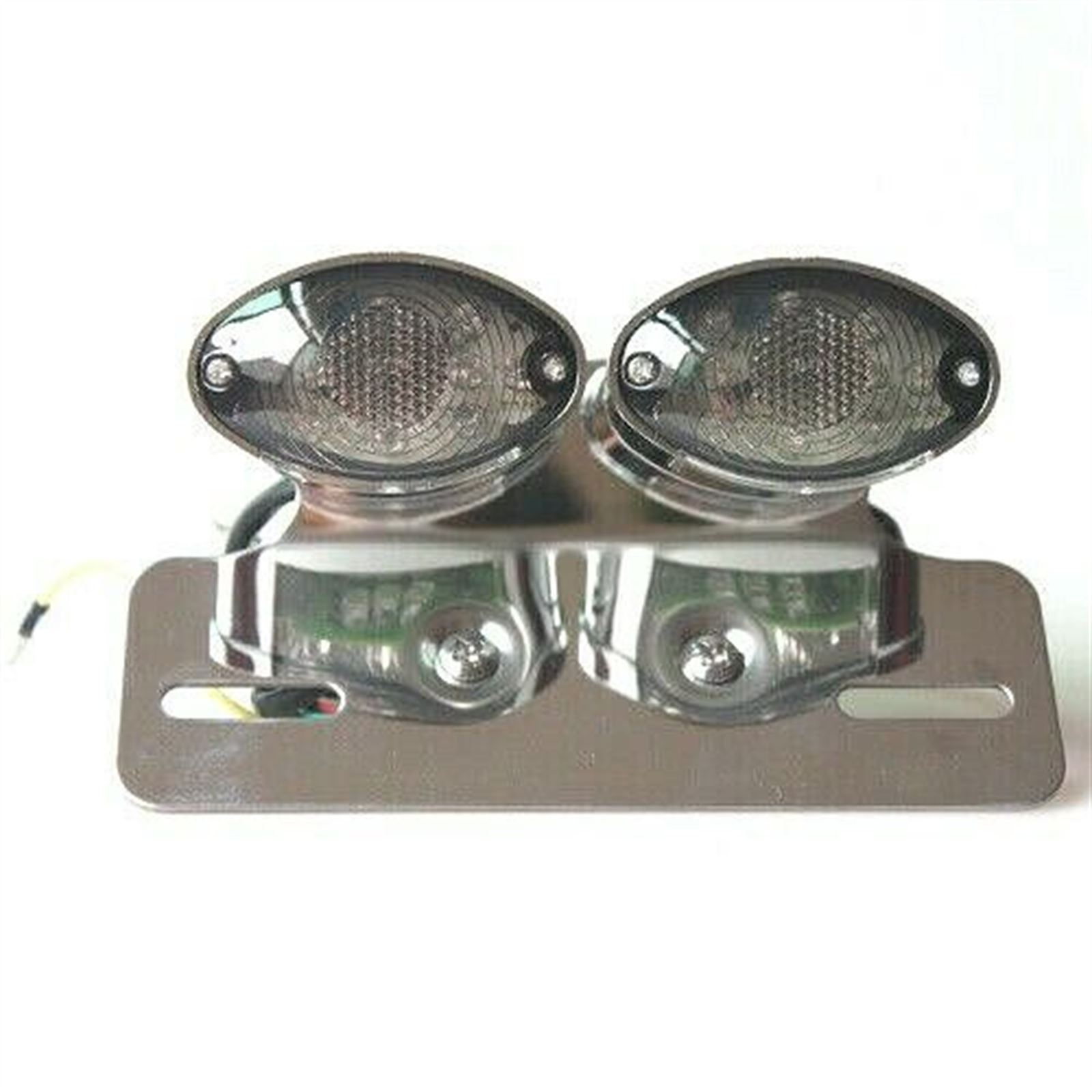 2FastMoto 12 Volt LED Chrome Dual Cat Eye Tail Light/Turn Signal