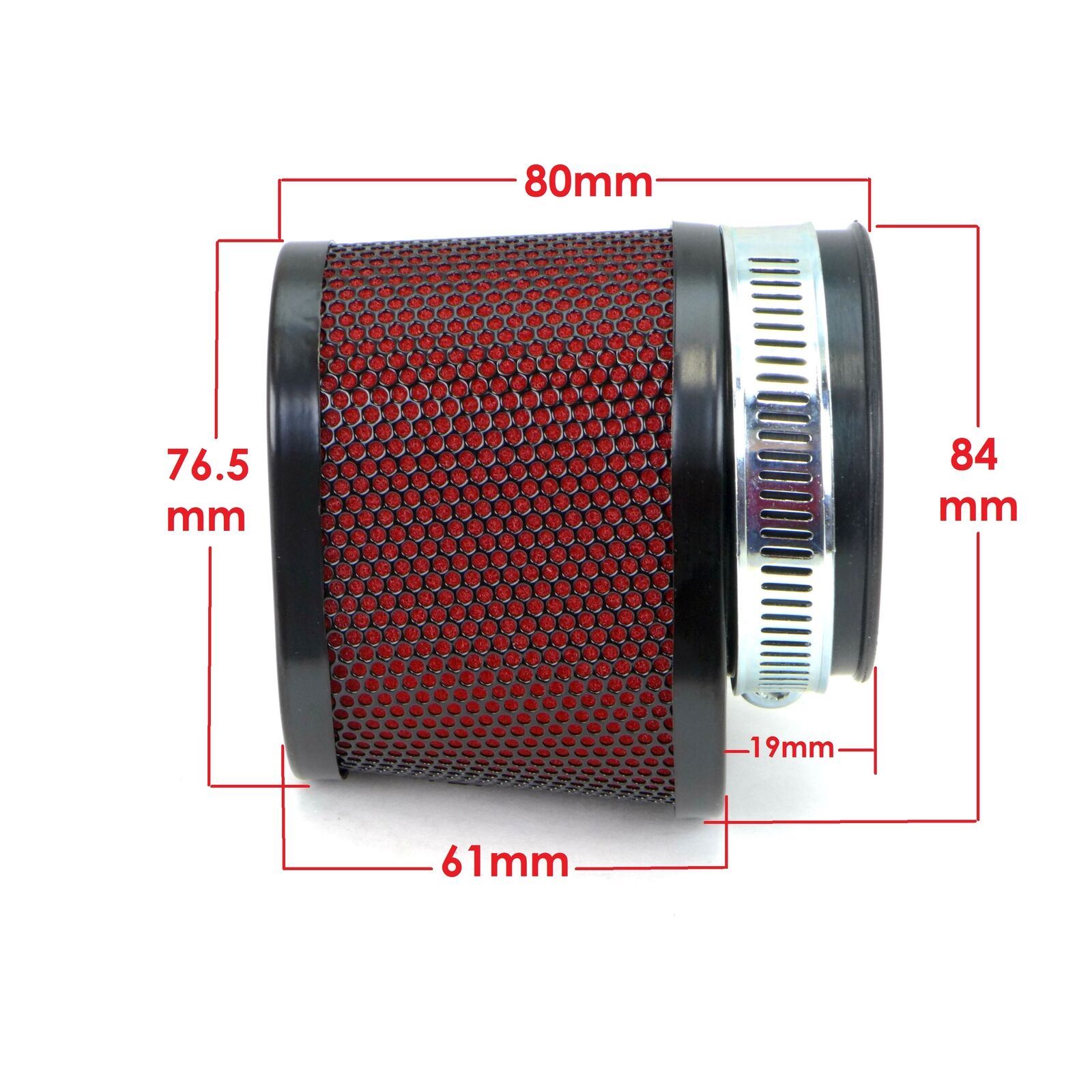 2FastMoto Pod Air Filters 54mm Oval Black Body & Cap with Red Foam