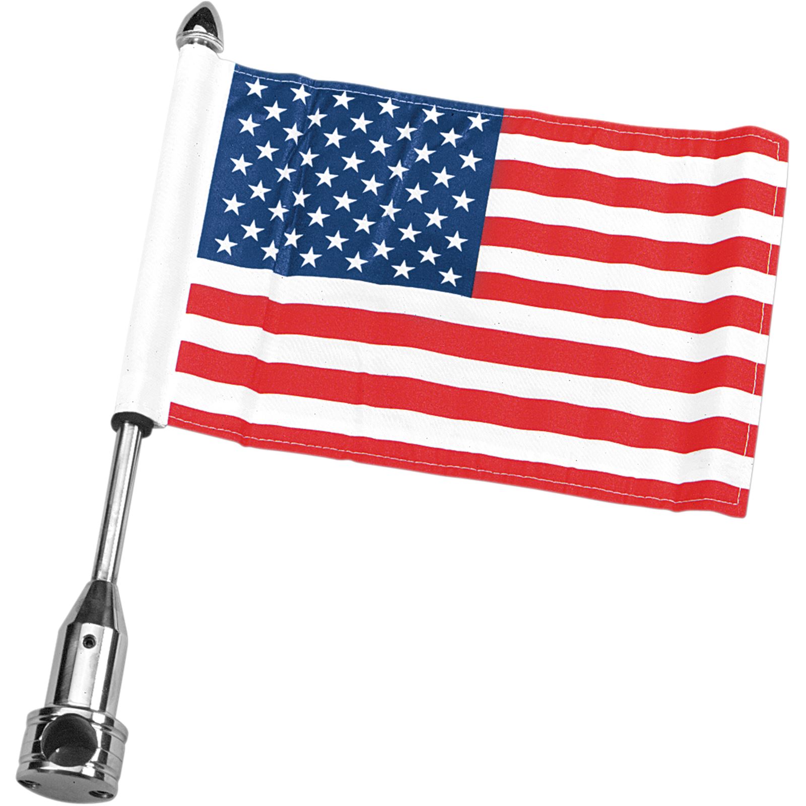 Pro Pad Polished License Plate Flag Pole Mount w/ 10x15 American USA 4  Harley