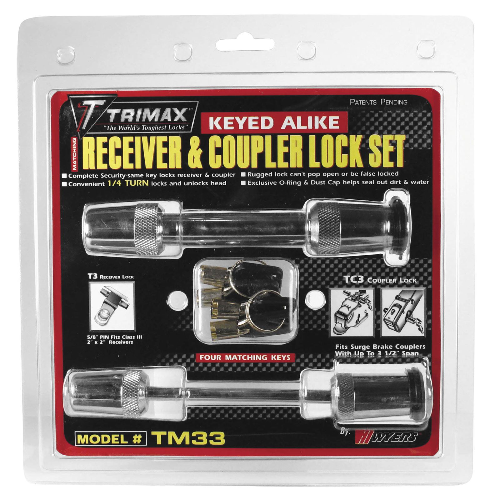 Trimax Receiver and Coupler Lock - Chrome Set