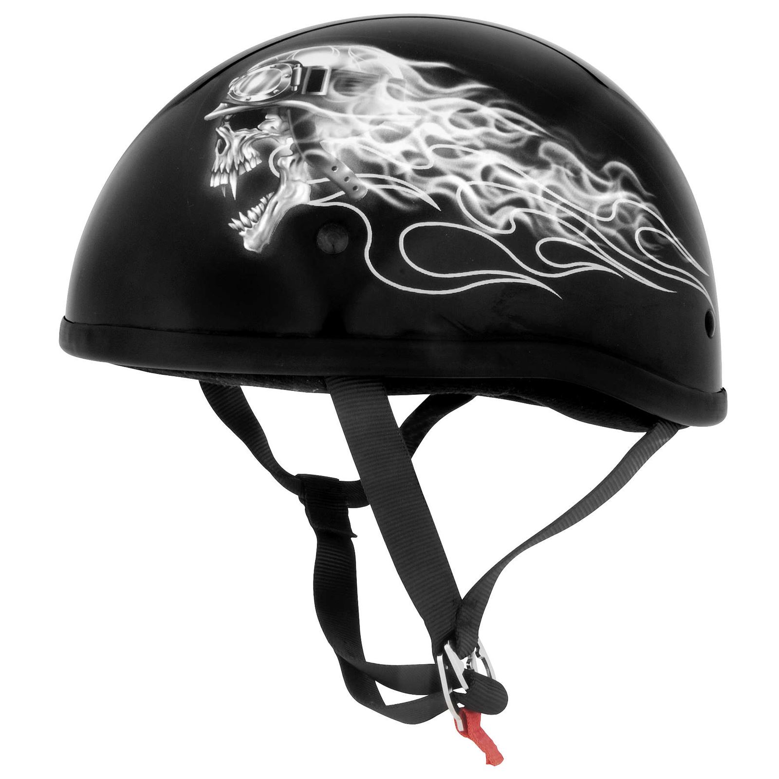 Skid Lid Helmets Original Lethal Threat Biker Skull Helmet - Black/White - Large