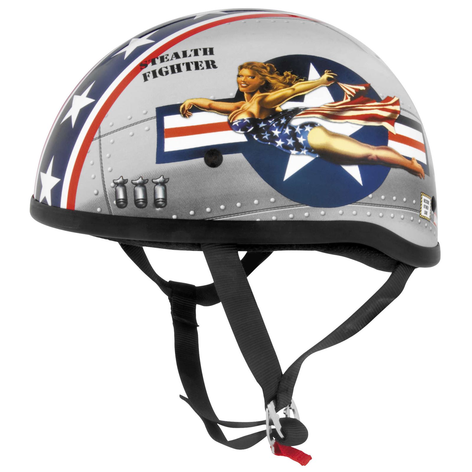 Skid Lid Helmets Original Lethal Threat Bomber Pinup Helmet - Silver/Blue - Medium