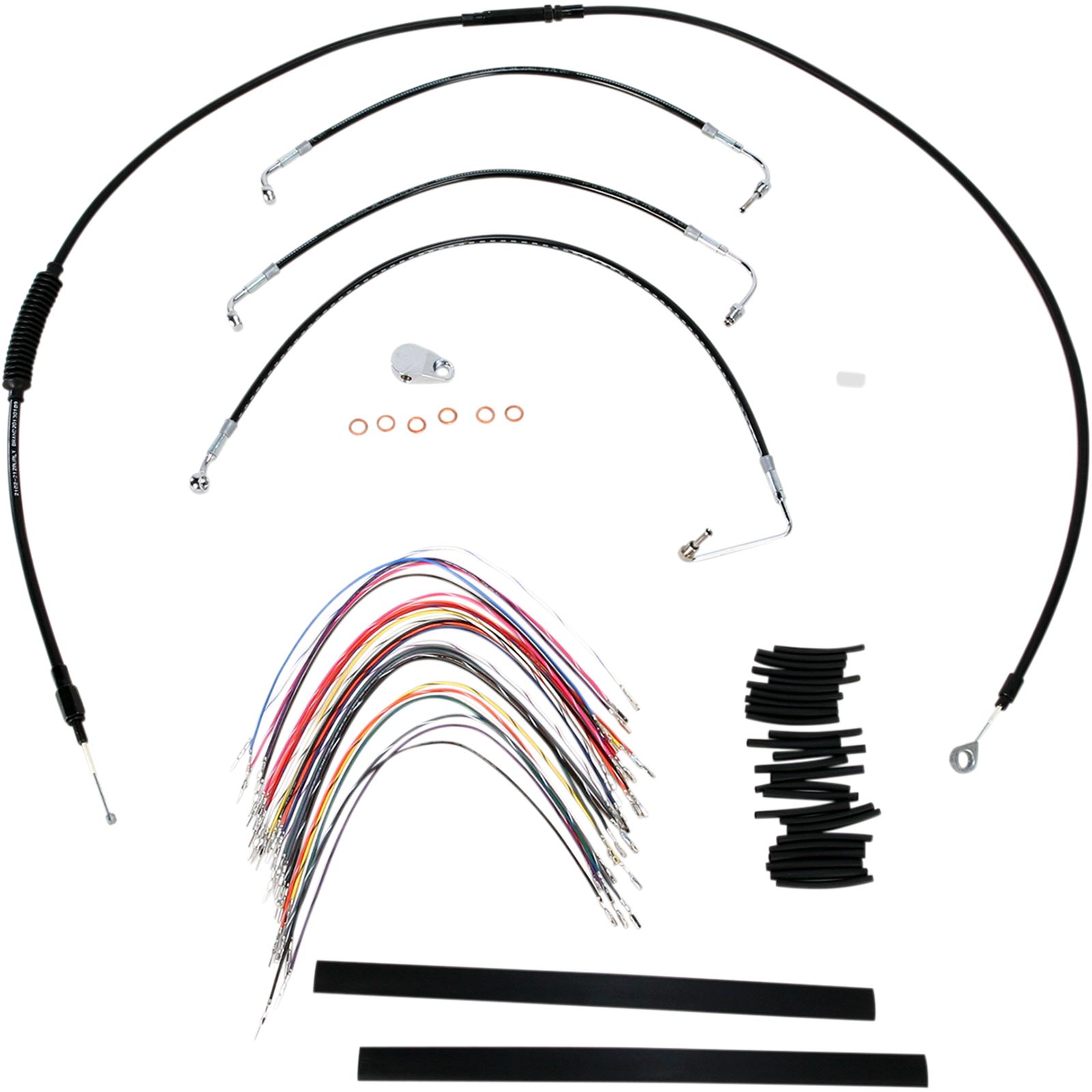 Burly Brand Complete Black Vinyl Handlebar Cable/Brake Line Kit For 13" Ape Hanger Handlebars