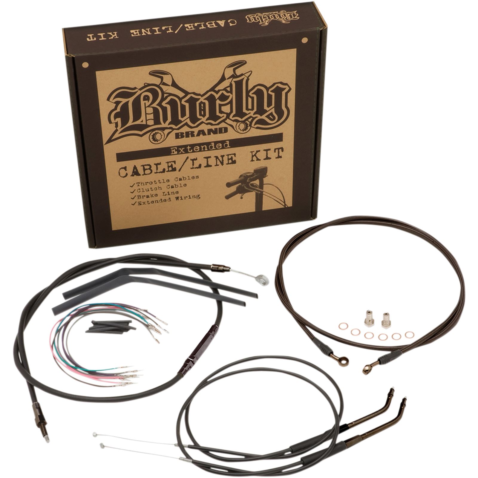 Burly Brand Vinyl Jail Bar Cable Kit For 14" Handlebars fits '07-11 FXD OPEN BOX