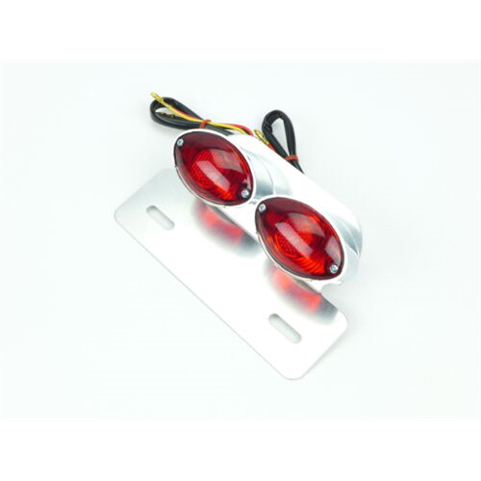 2FastMoto 12 Volt Chrome Dual Small Cateye Taillight & License