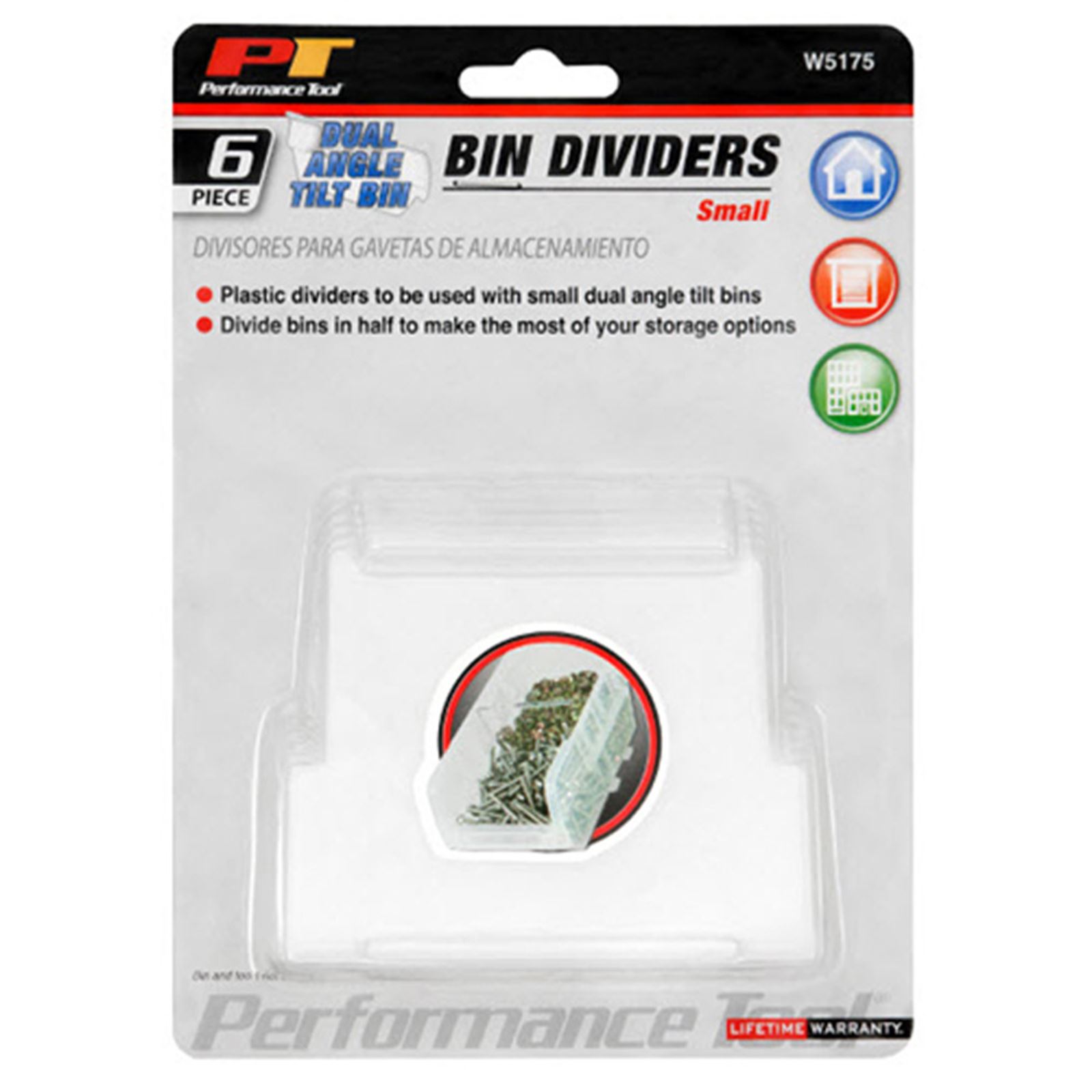 Performance Tool W5175 6pc Clear Bin Dividers Small