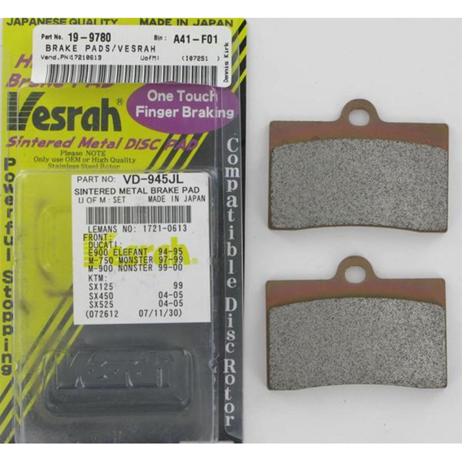 超熱 Metal SIntered Vesrah Brake Motorcycle - VD-945JL - Pads ネイルチップ・付け爪