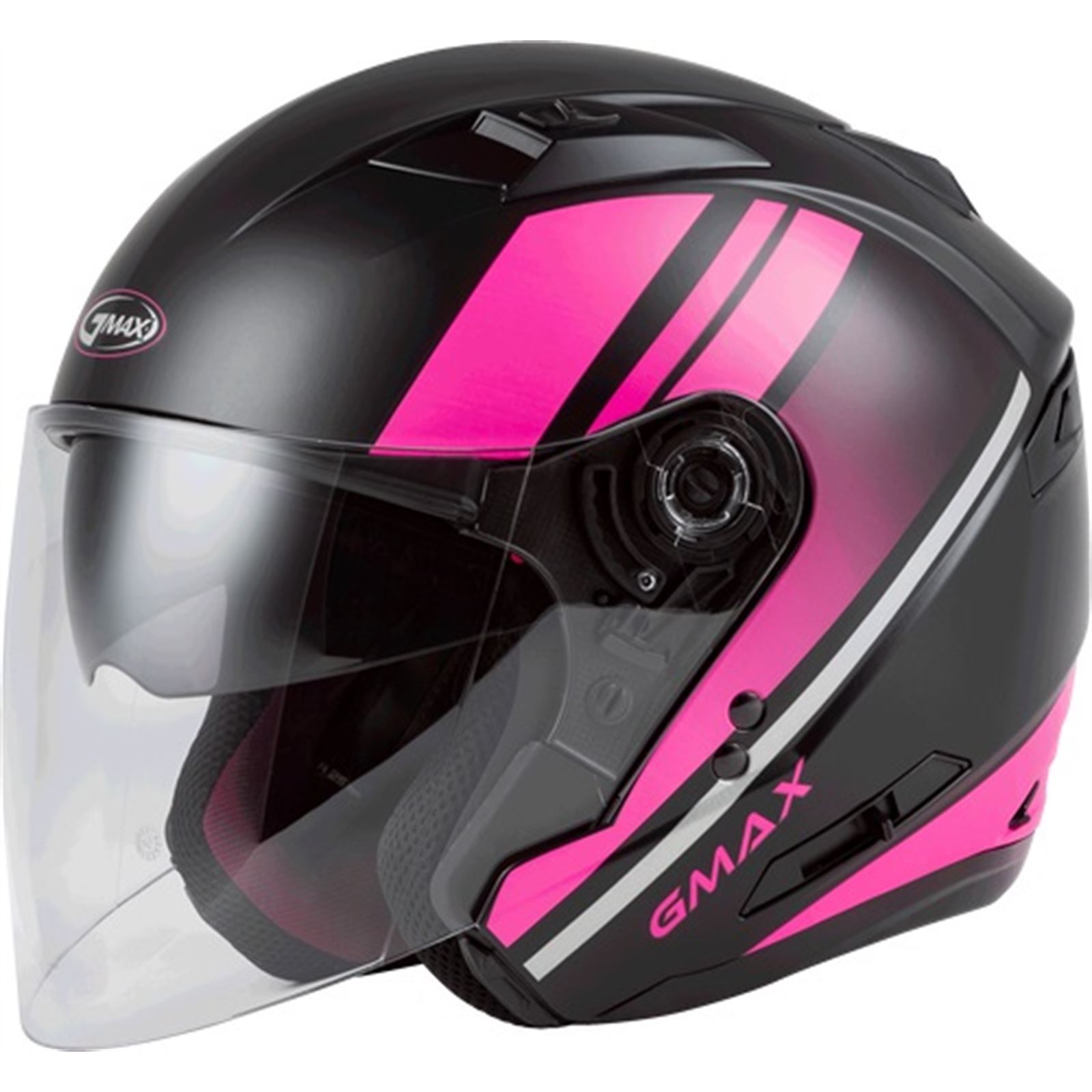 GMax OF-77 Open-Face Reform Helmet Matte Black/Pink/Silver - X-Large