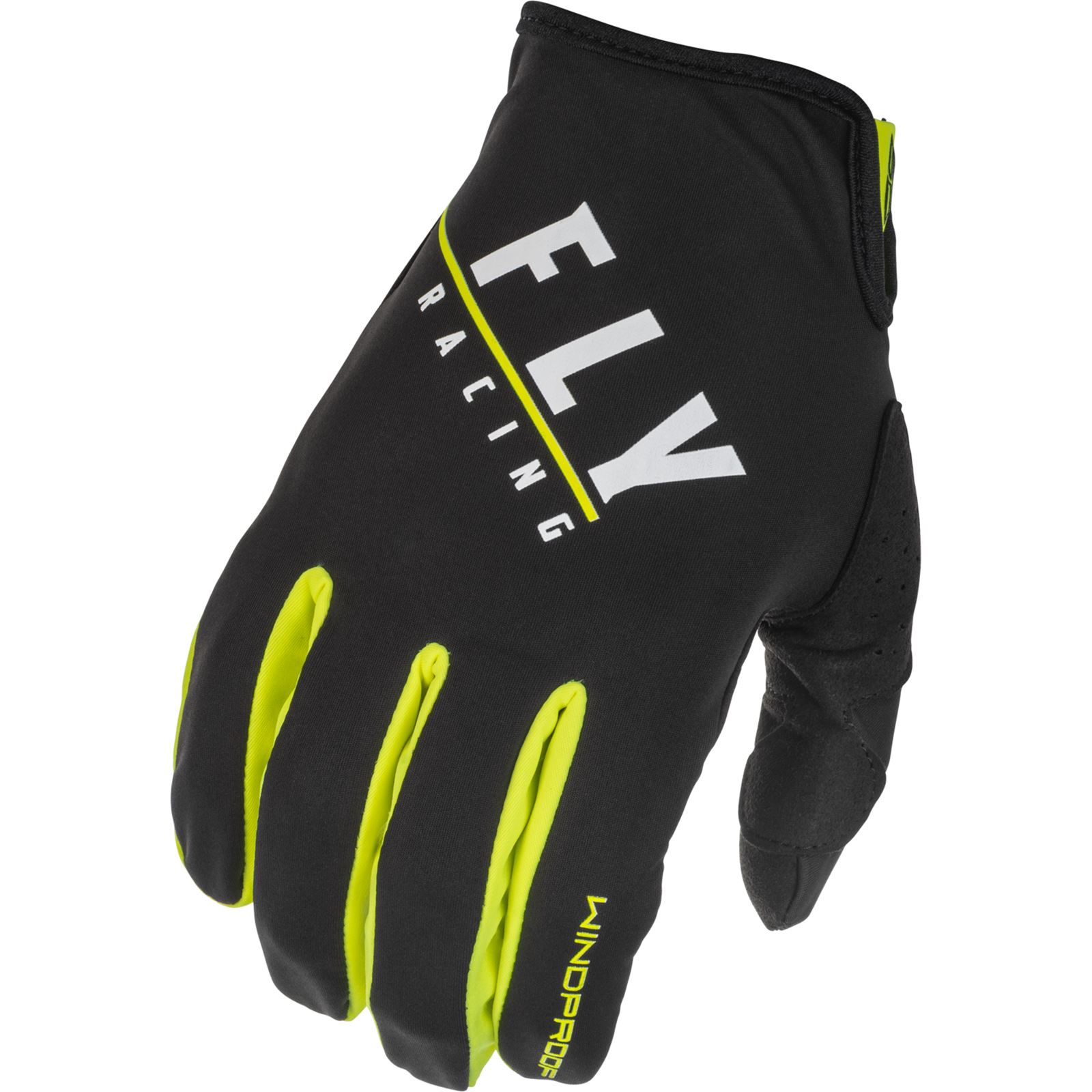 Fly Racing Youth Windproof Gloves, Black/Hi-Vis Size 06