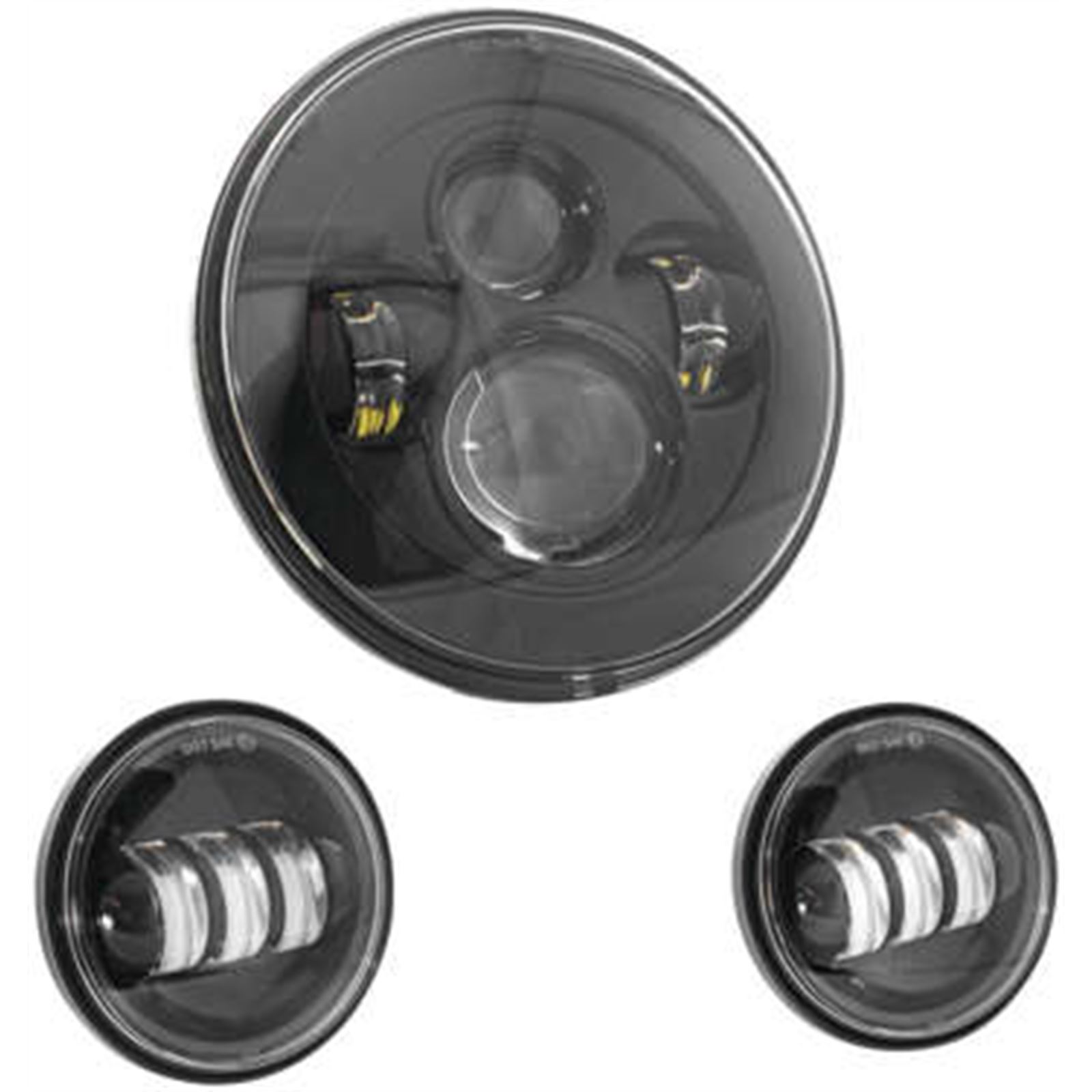Letric Lighting Co. LLC-ILHK-7B 7in. LED Headlight with Passing Lamps for compatible with Indian - Black
