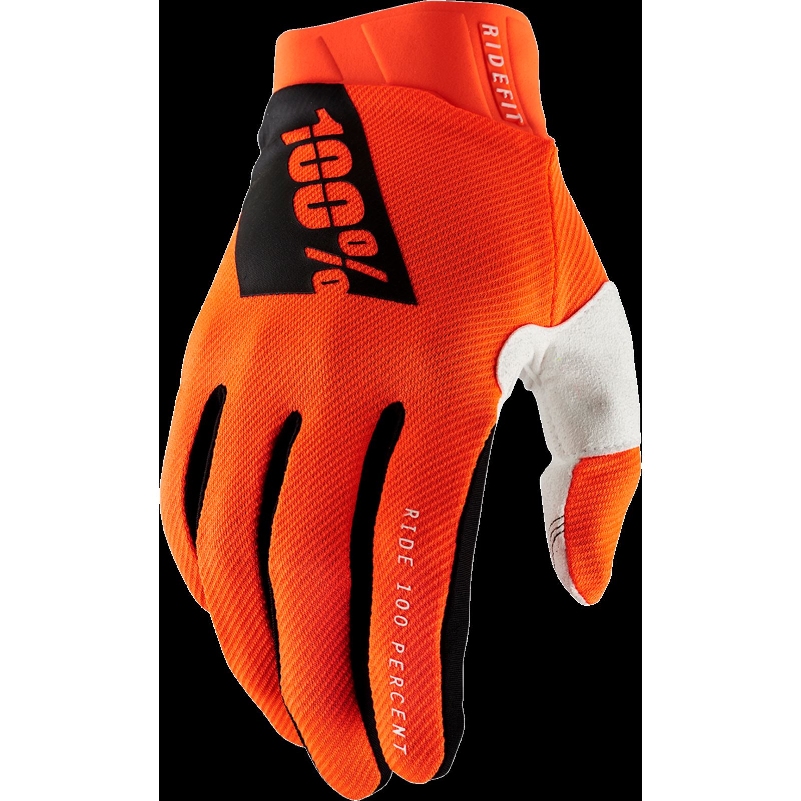 100% Ridefit Gloves - Fluo Orange - Medium