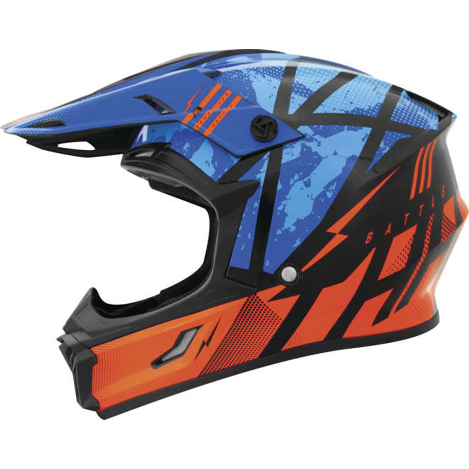 THH T710X Battle Adult Street Motorcycle Helmet - Blue/Orange/Medium
