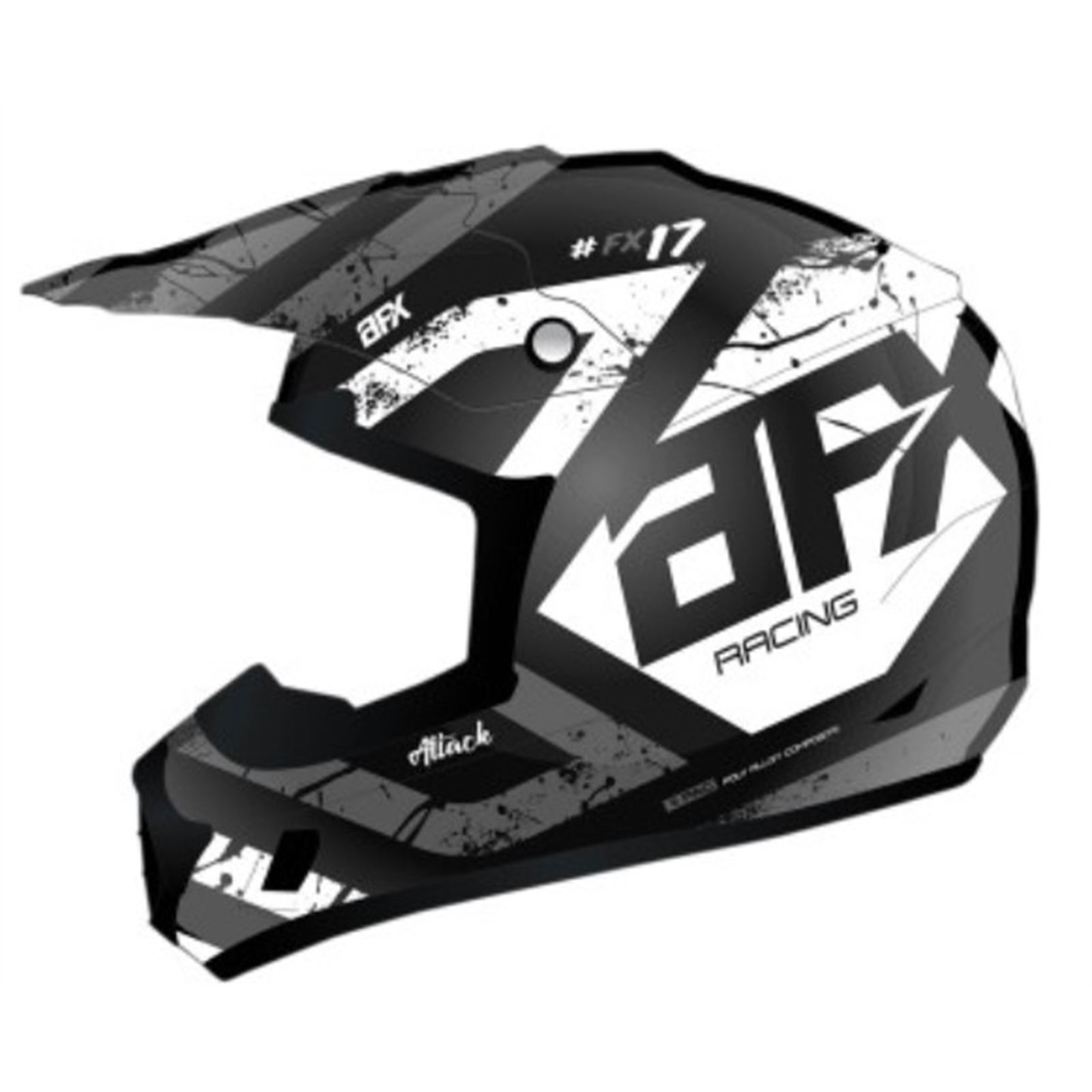 AFX FX-17Y Helmet - Attack - Matte Black/Silver - Large
