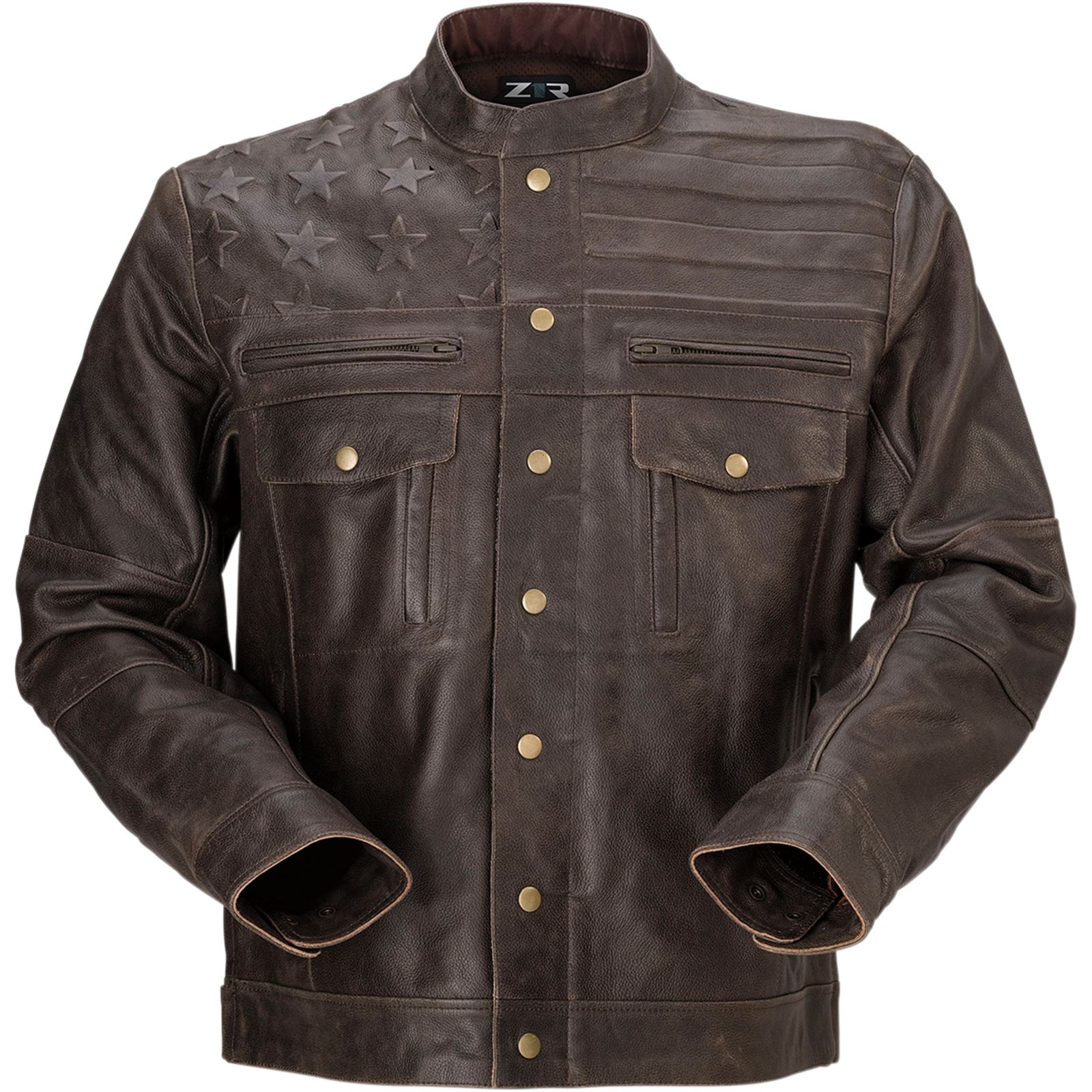 Z1R Deagle Leather Jacket - Brown - Small