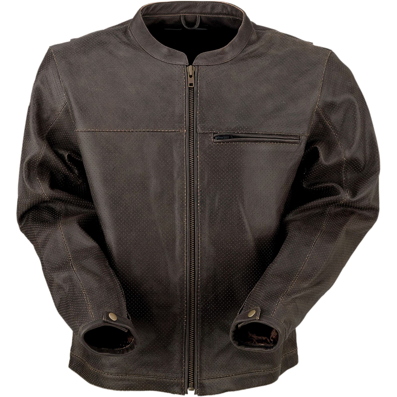 Z1R Munition Perforated Leather Jacket - Brown - 4XL