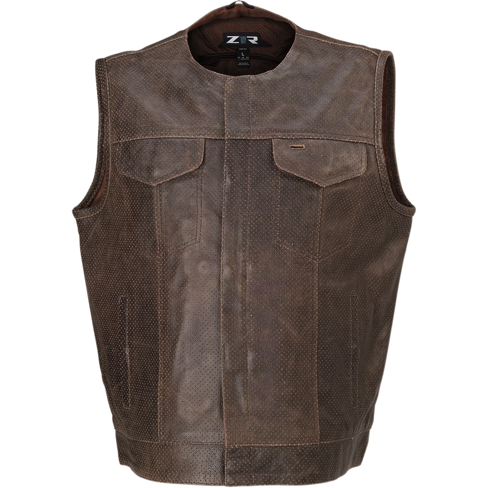 Z1R Ganja Leather Vest - Brown - 4XL