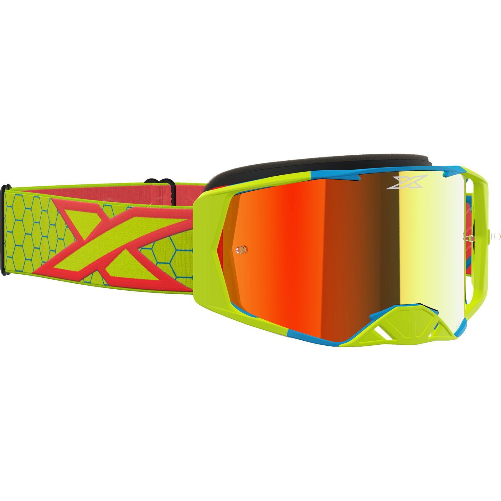 EKS Lucid Adult Off-Road Motorcycle Goggles - Flo Yellow/Fire/Cyan/Red Mirror/One Size