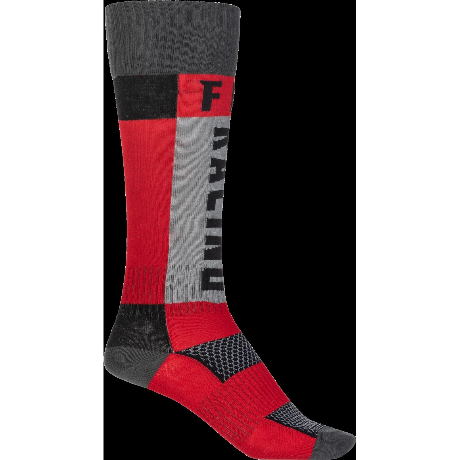 Fly Racing MX Socks Thick Red/Grey SM/MD