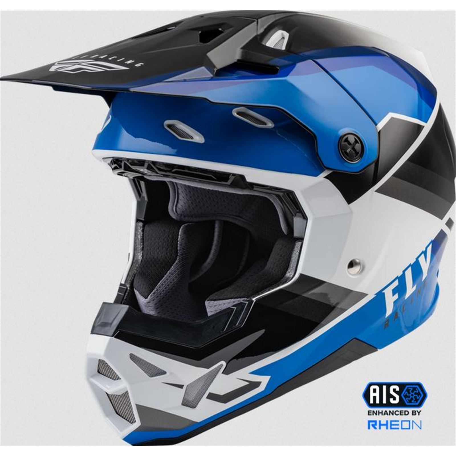 Fly Racing Mens Navy Blue/Hi-Vis Kinetic Shield Dirt Bike Gloves ATV UTV MX 