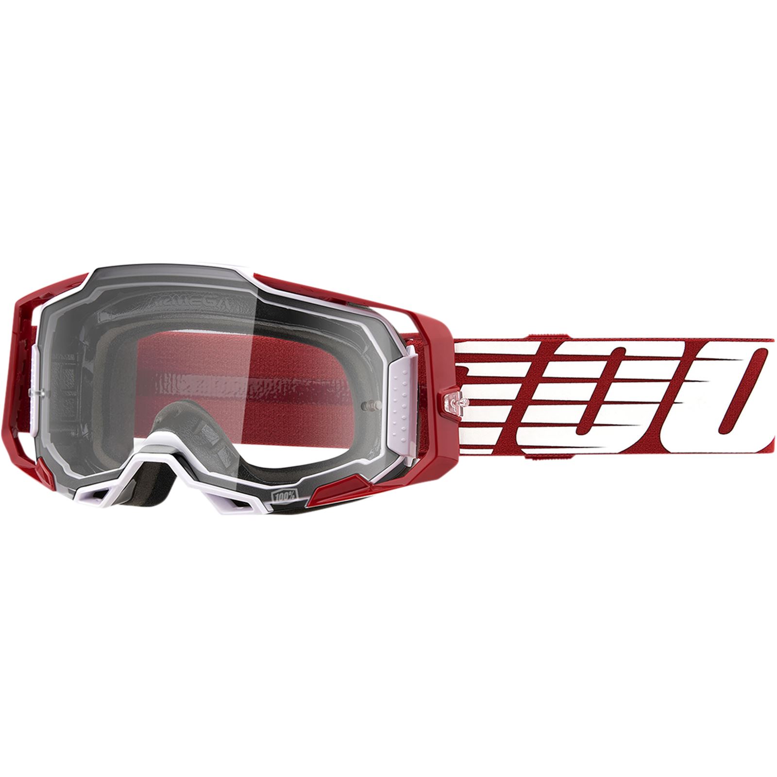100% Armega Goggles - Oversized Deep Red - Clear