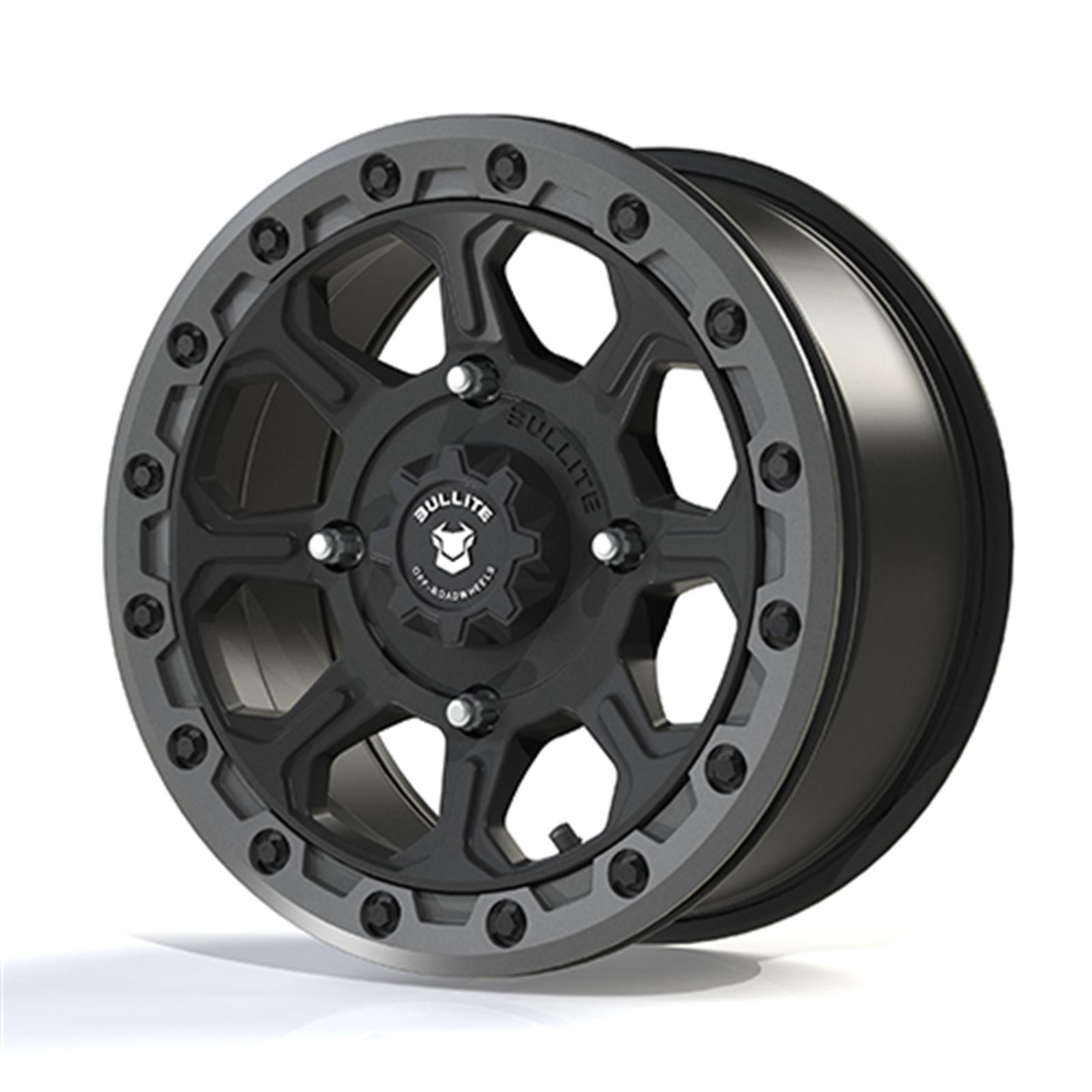 Bullite Wheels BT-03 Ruler 14in UTV ATV SXS Beadlock Rims 14x7 Gunmetal Gray, 4x156 Bolt Pattern, 5+2 Offset, Compatible with Polaris RZR 1000 XP/Ranger XP 900/1000 (14")