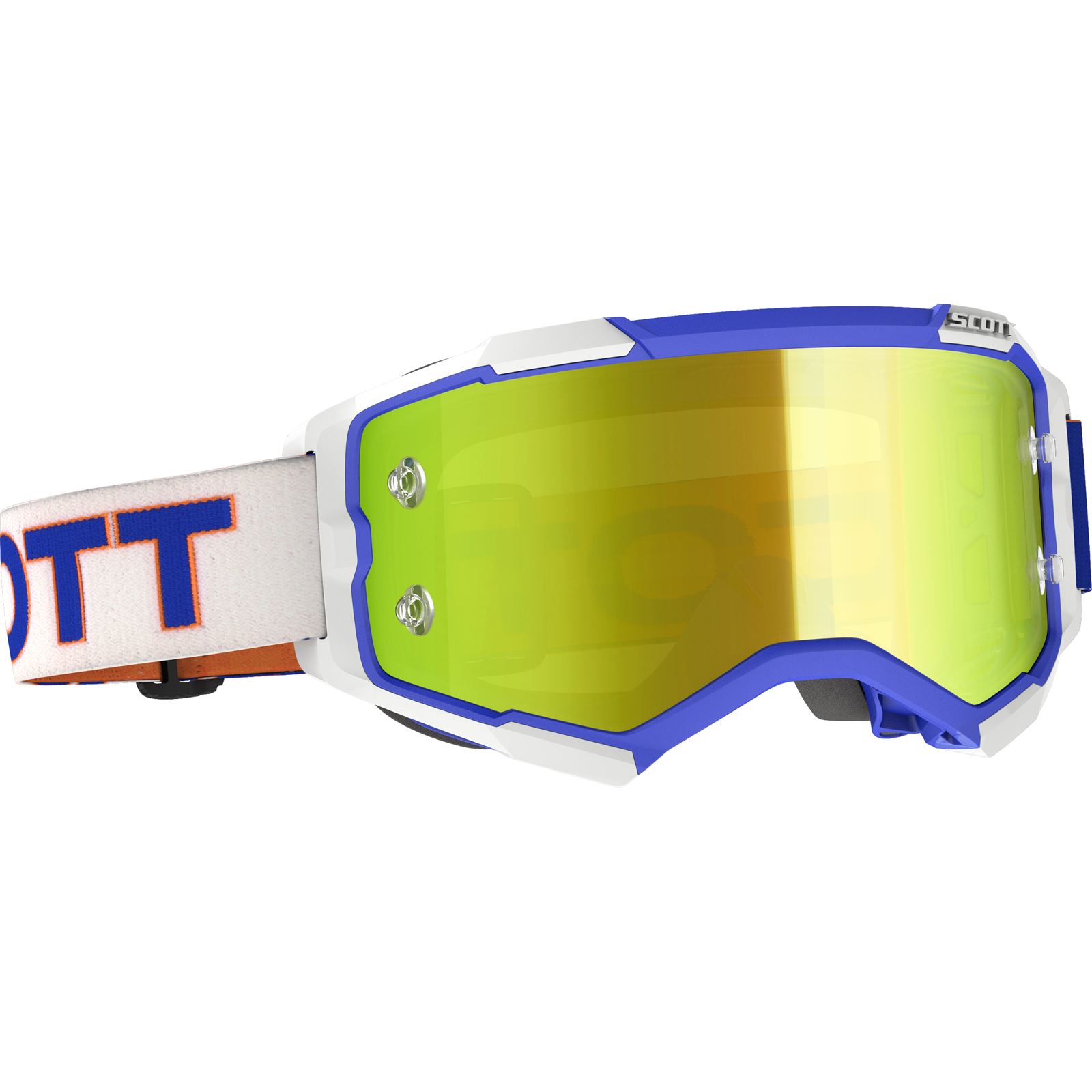 Scott Fury Retro Goggles - White/Blue Yellow Chrome Works