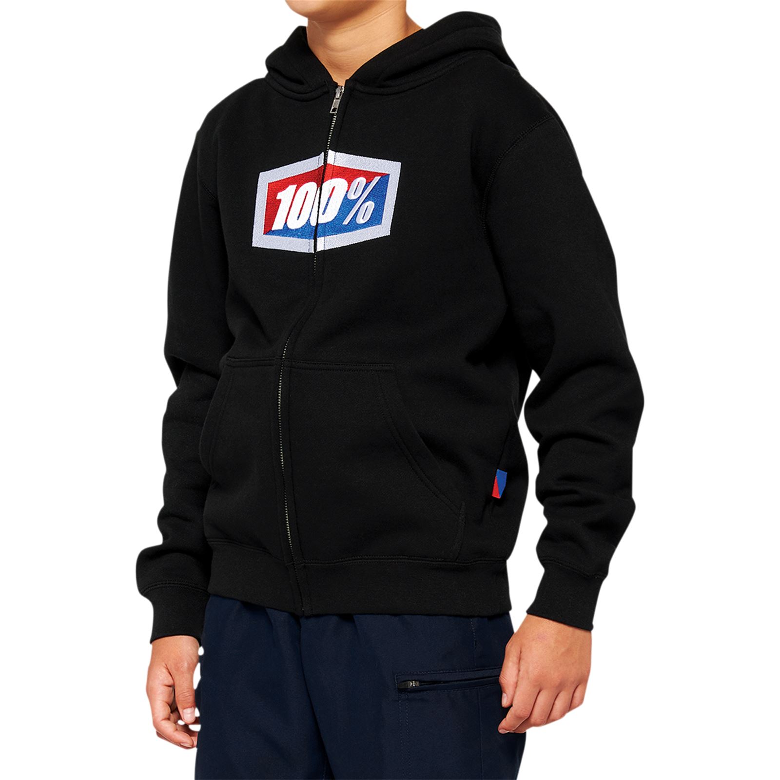 100% Youth Official Zip Hoodie - Black - XL