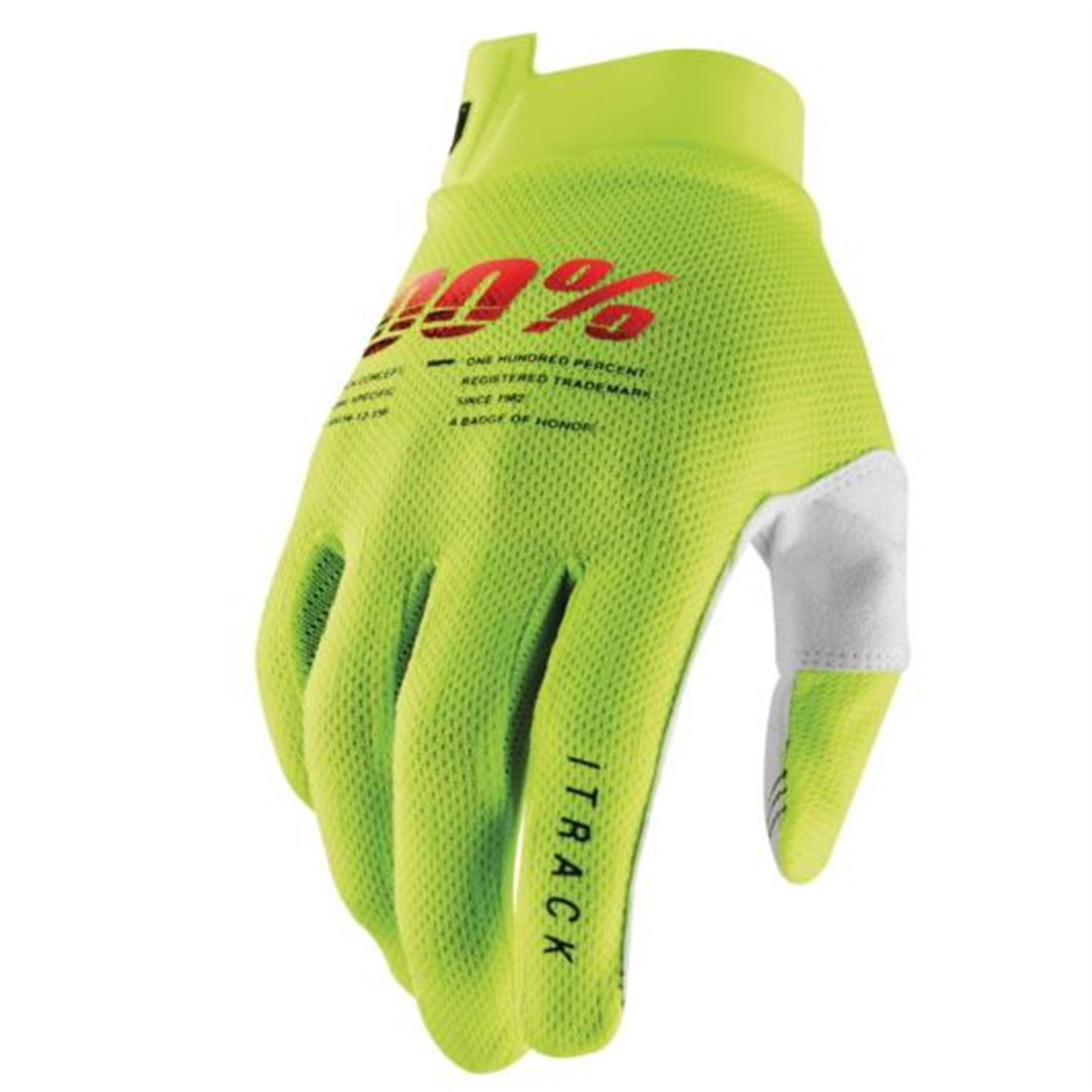 100% Men's iTrack Gloves Flo Yellow, Medium