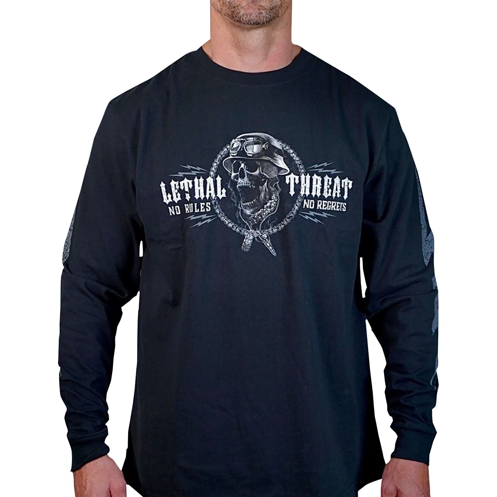Lethal Threat Decals Flash and Bones Long-Sleeve T-Shirt - Black - Large