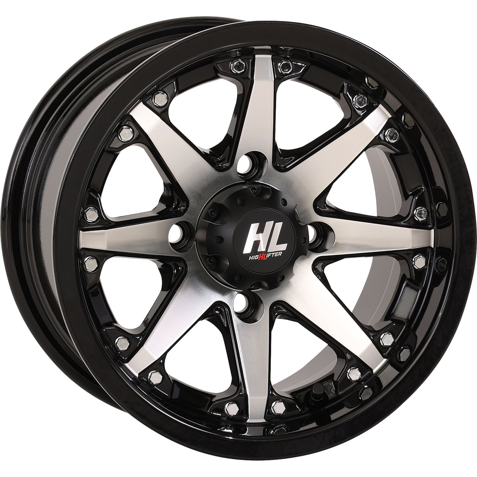 High Lifter Wheel - HL10 - Front/Rear - Gloss Black with Machined - 12x7 - 4/110
