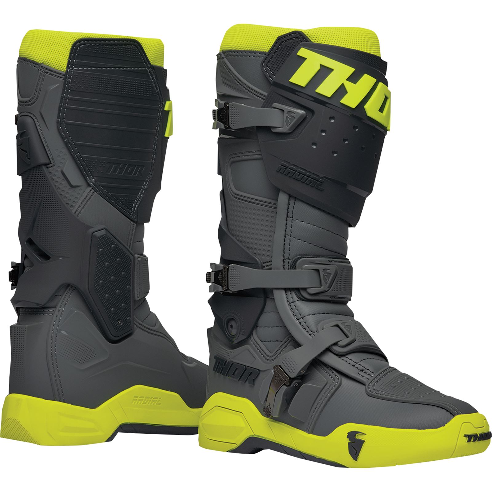 Thor Radial Boots - Gray/Fluorescent Yellow - Size 10