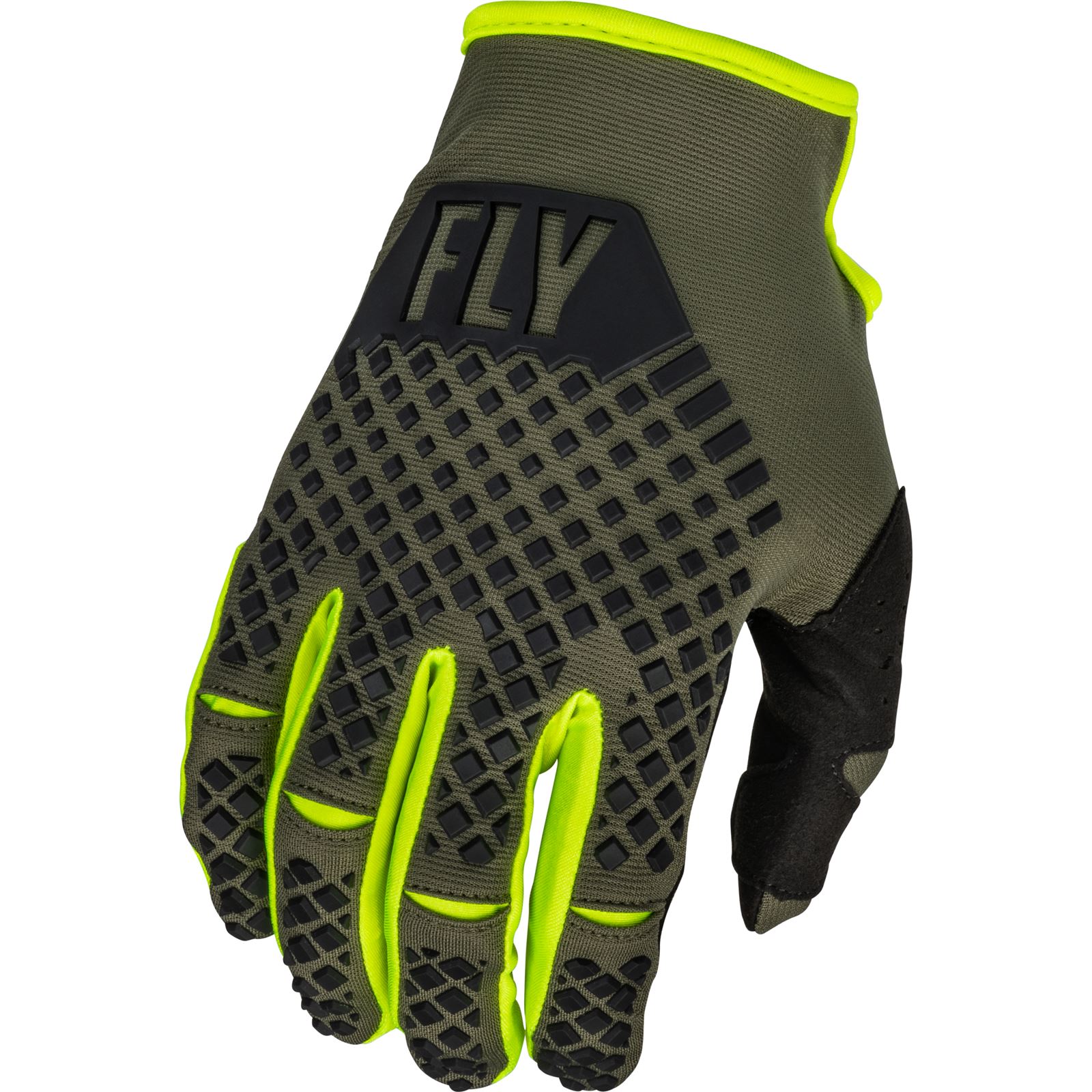 Fly Racing Kinetic Gloves - Olive Green/Hi-Vis - 2XL