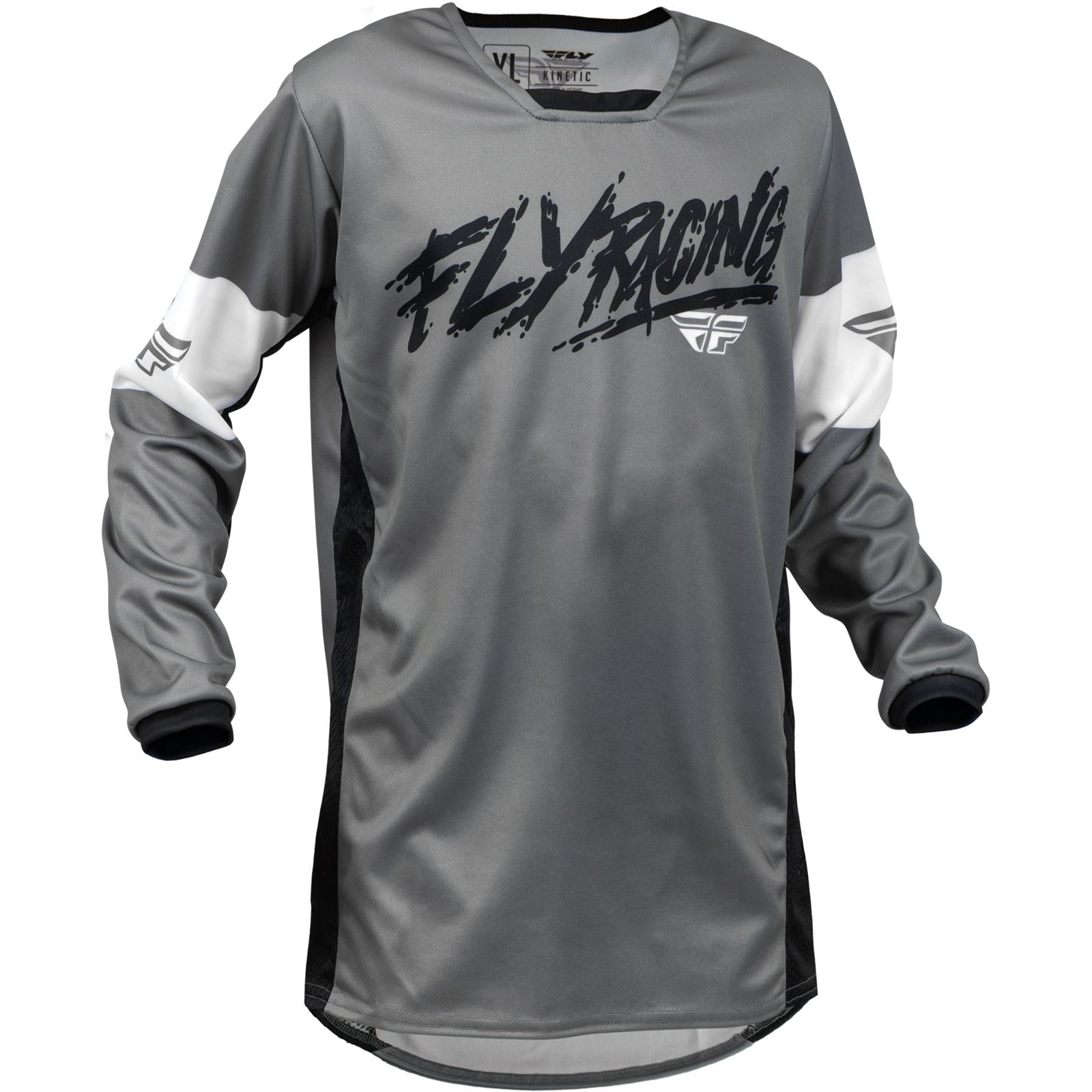 Fly Racing Youth Kinetic Khaos Jersey - Grey/Black/White - Small