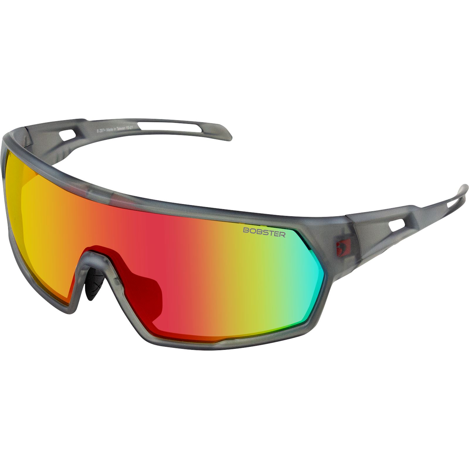Bobster Speed Sunglasses - Matte Clear Gray - Smoke Crimson Mirror