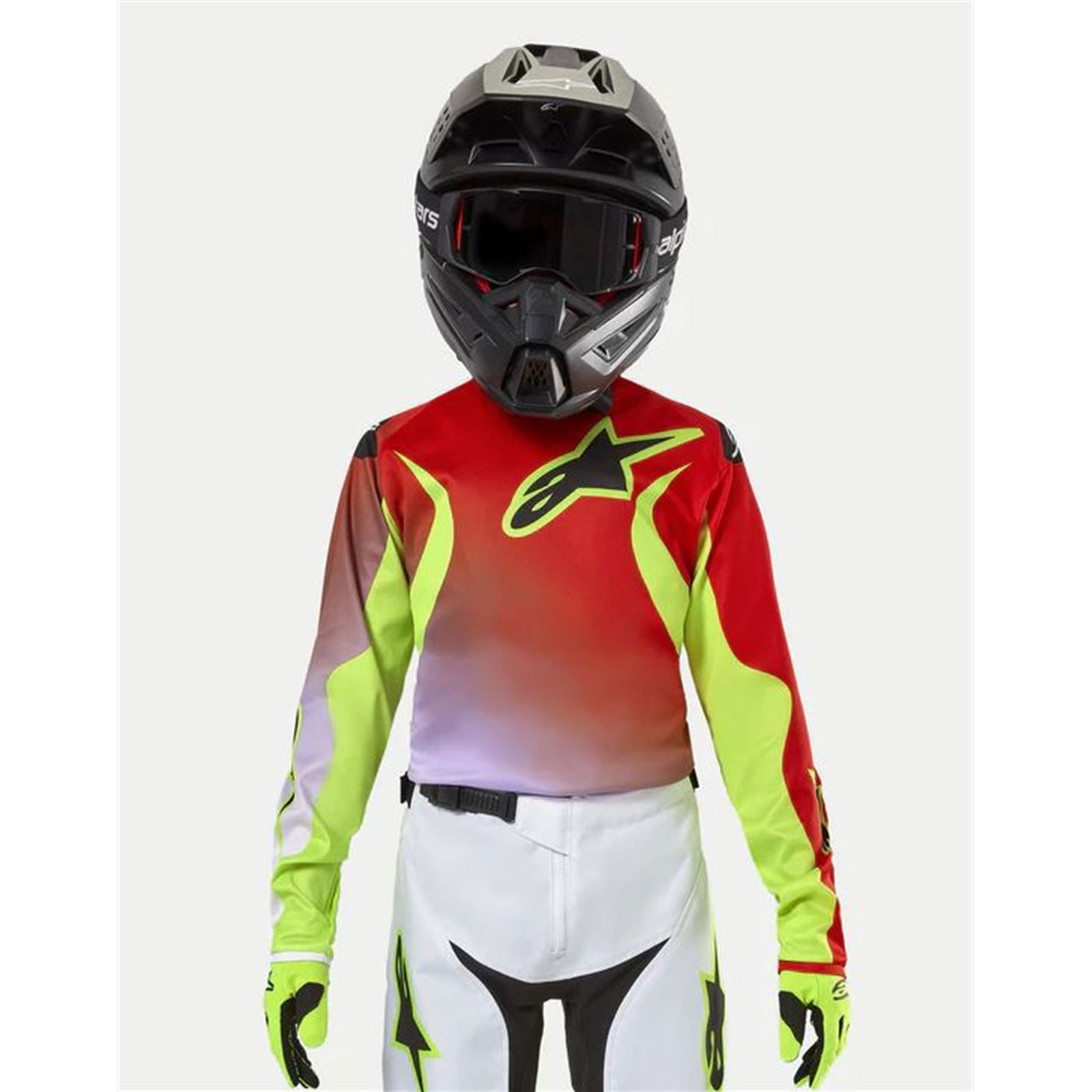 Youth Racer Lucent Jersey White/Neon Red/Yellow Fluo