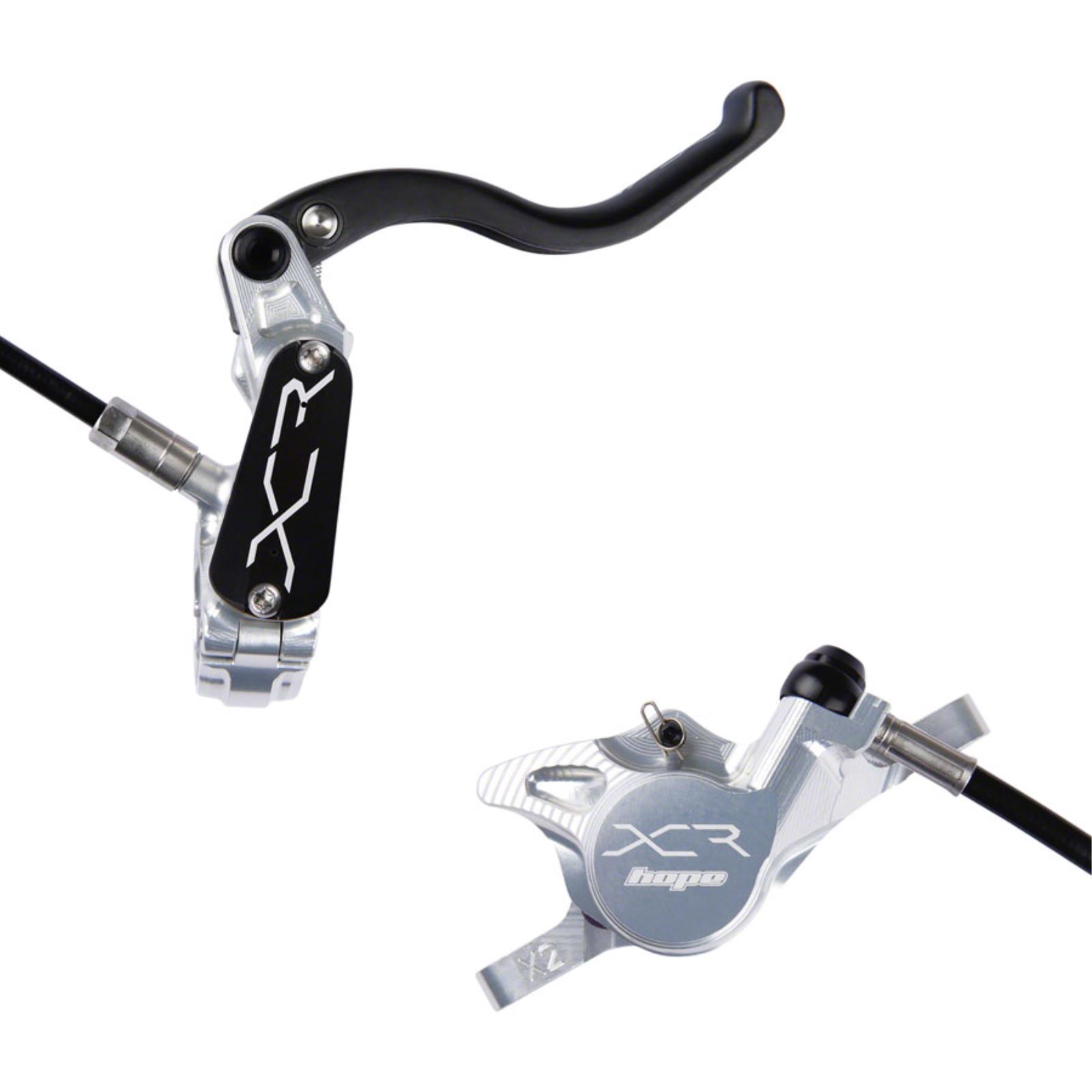 Hope XCR Pro X2 Disc Brake and Lever Set Rear Post Mount Silver