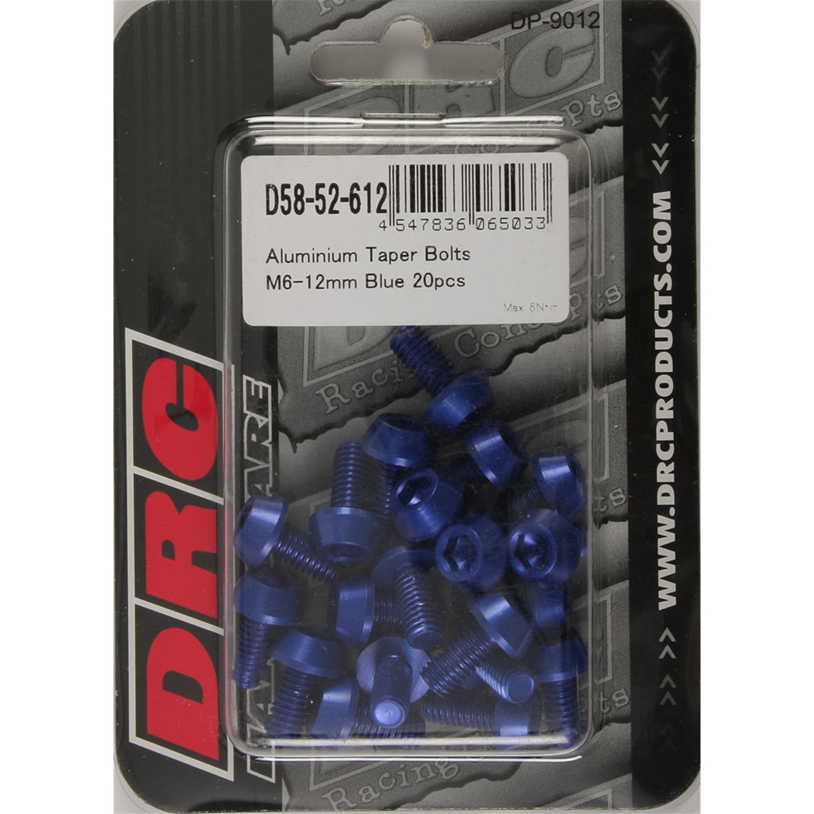 ALUMINUM TAPER BOLTS BLUE M6X12MM 4/PK