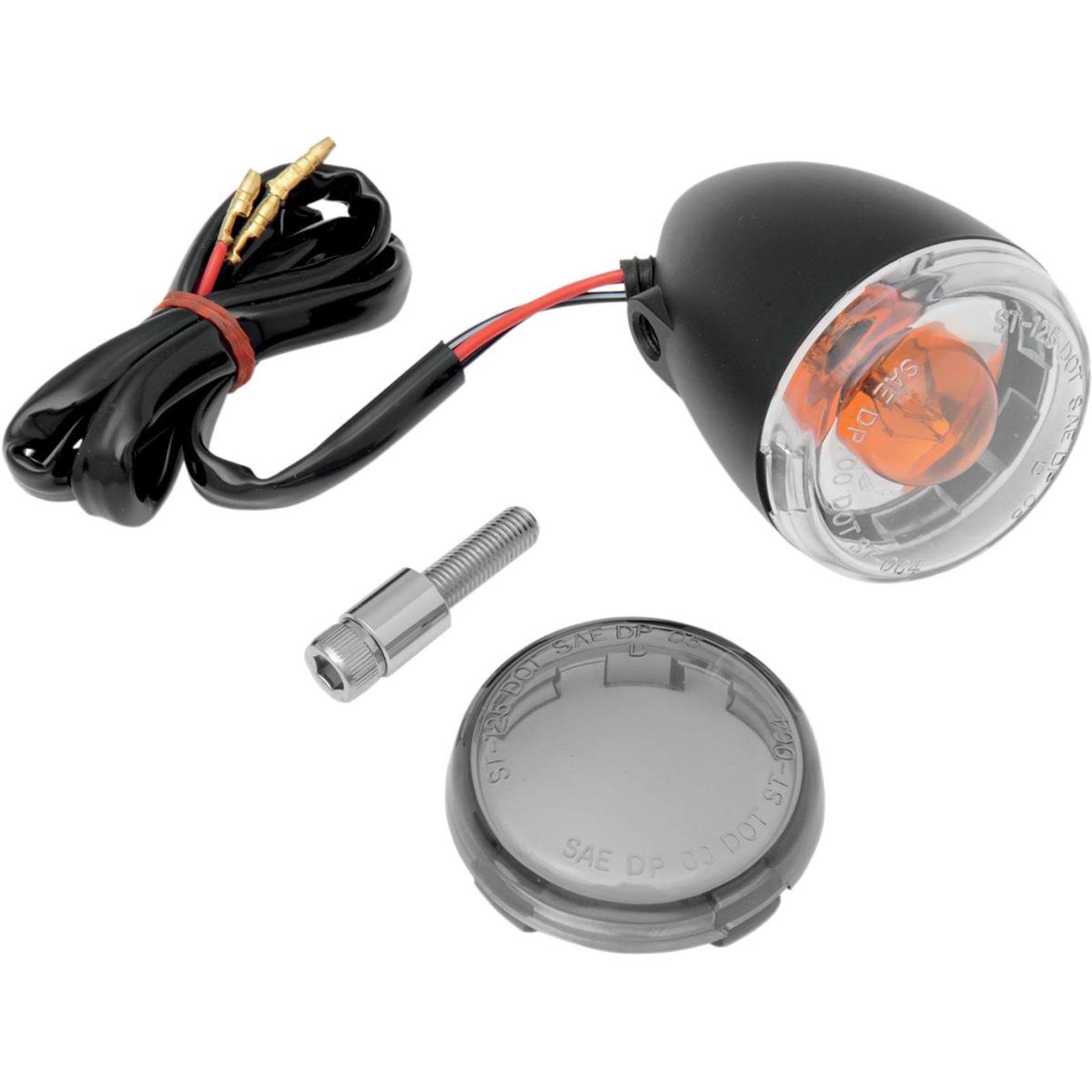 Drag Specialties Universal Turn Signal Light - Front - Matte Black with Smoke Lens