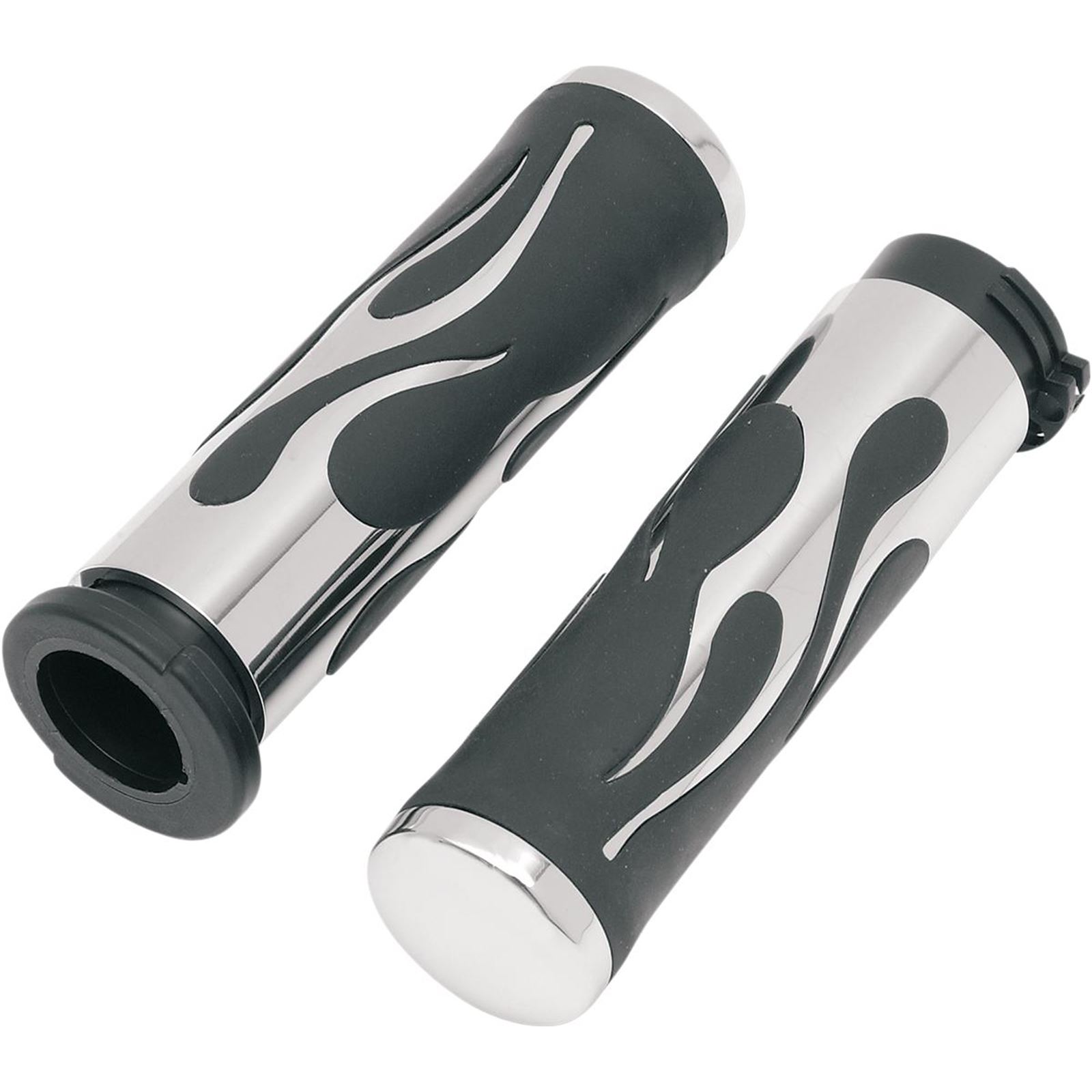 Drag Specialties Chrome Flamed Grips for Throttle-by-Wire