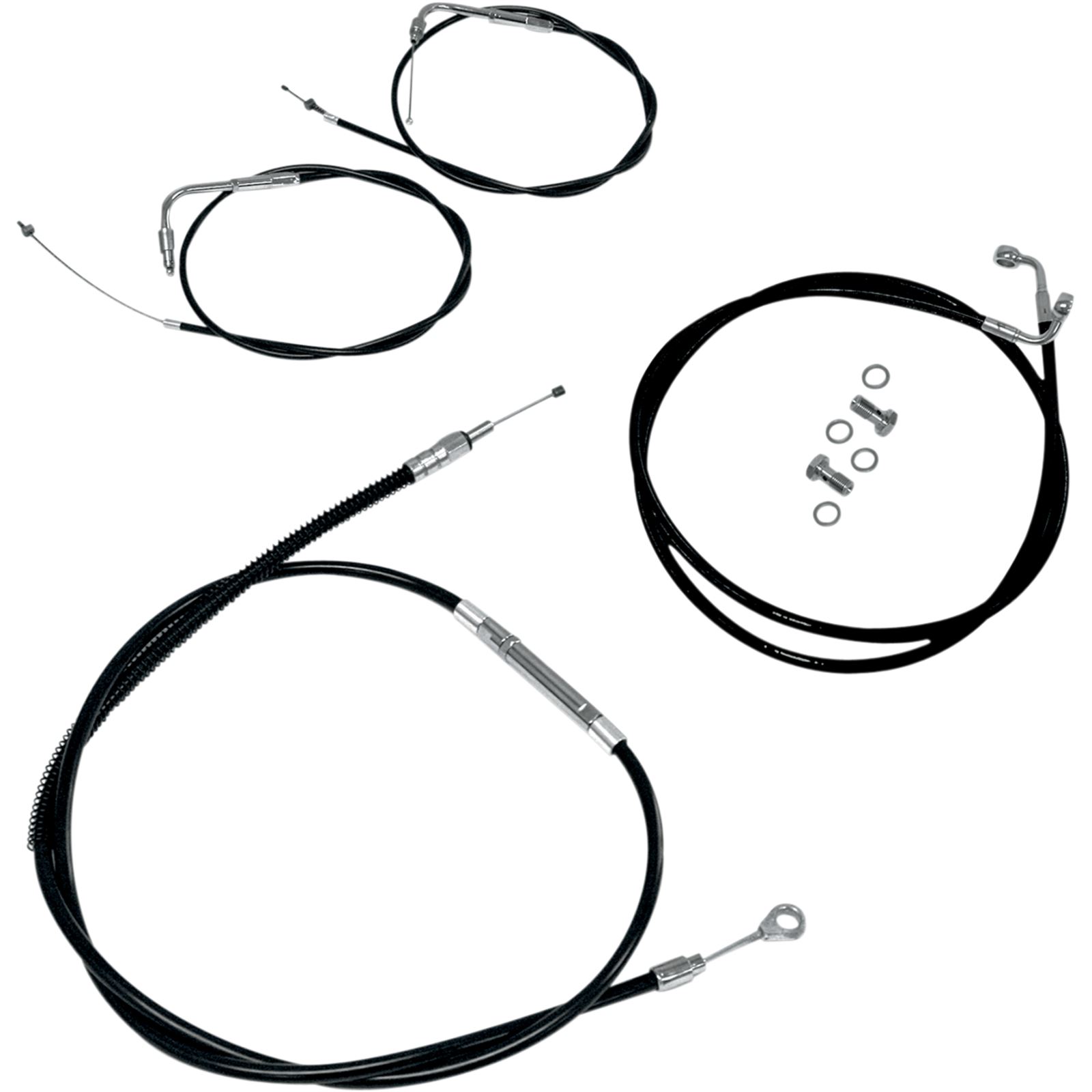 LA Choppers Standard Black Vinyl Braided Handlebar Cable/Brake Line Kit For Beach Bar Handlebars