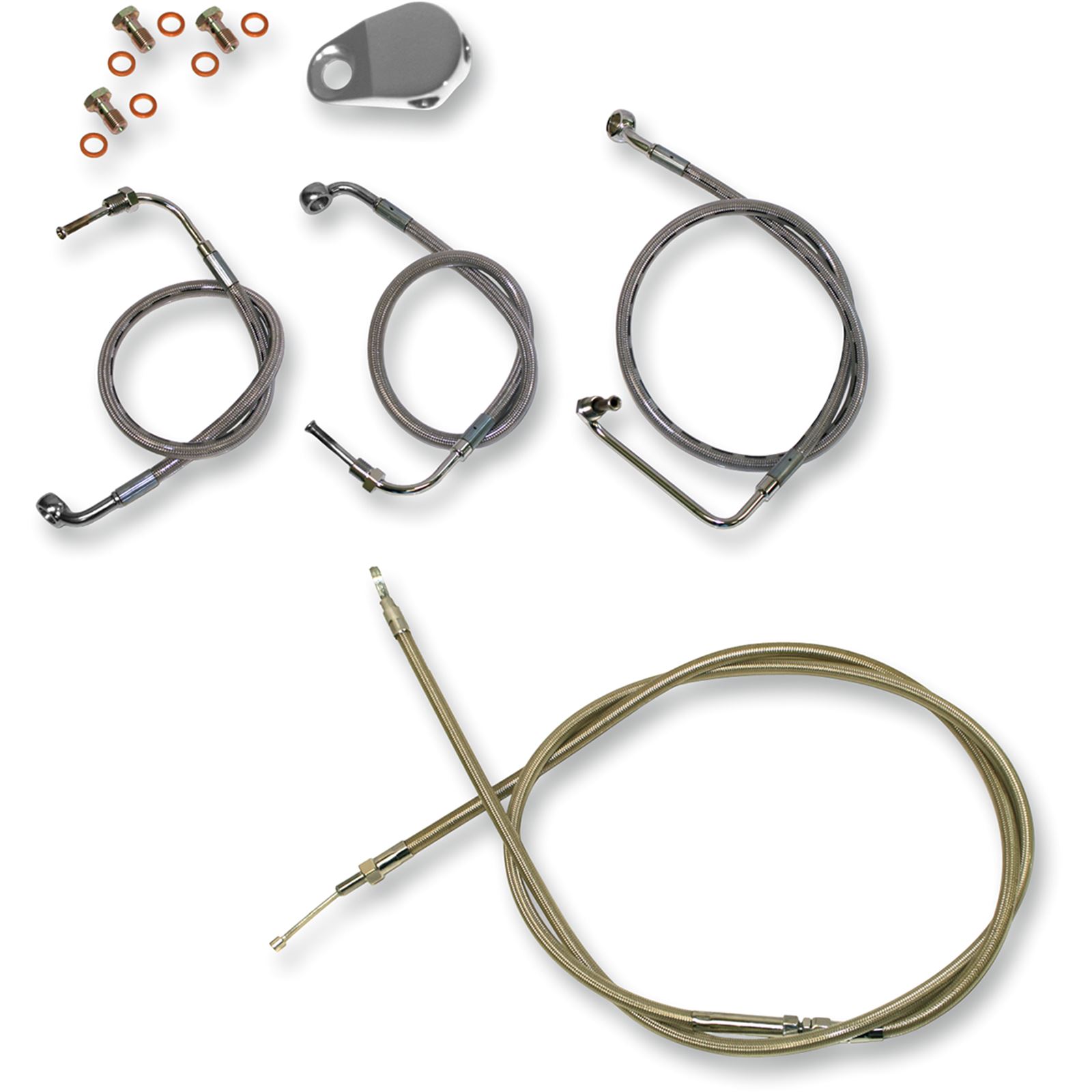LA Choppers Standard Stainless Braided Handlebar Cable/Brake Line Kit For Mini Ape Hanger Handlebars