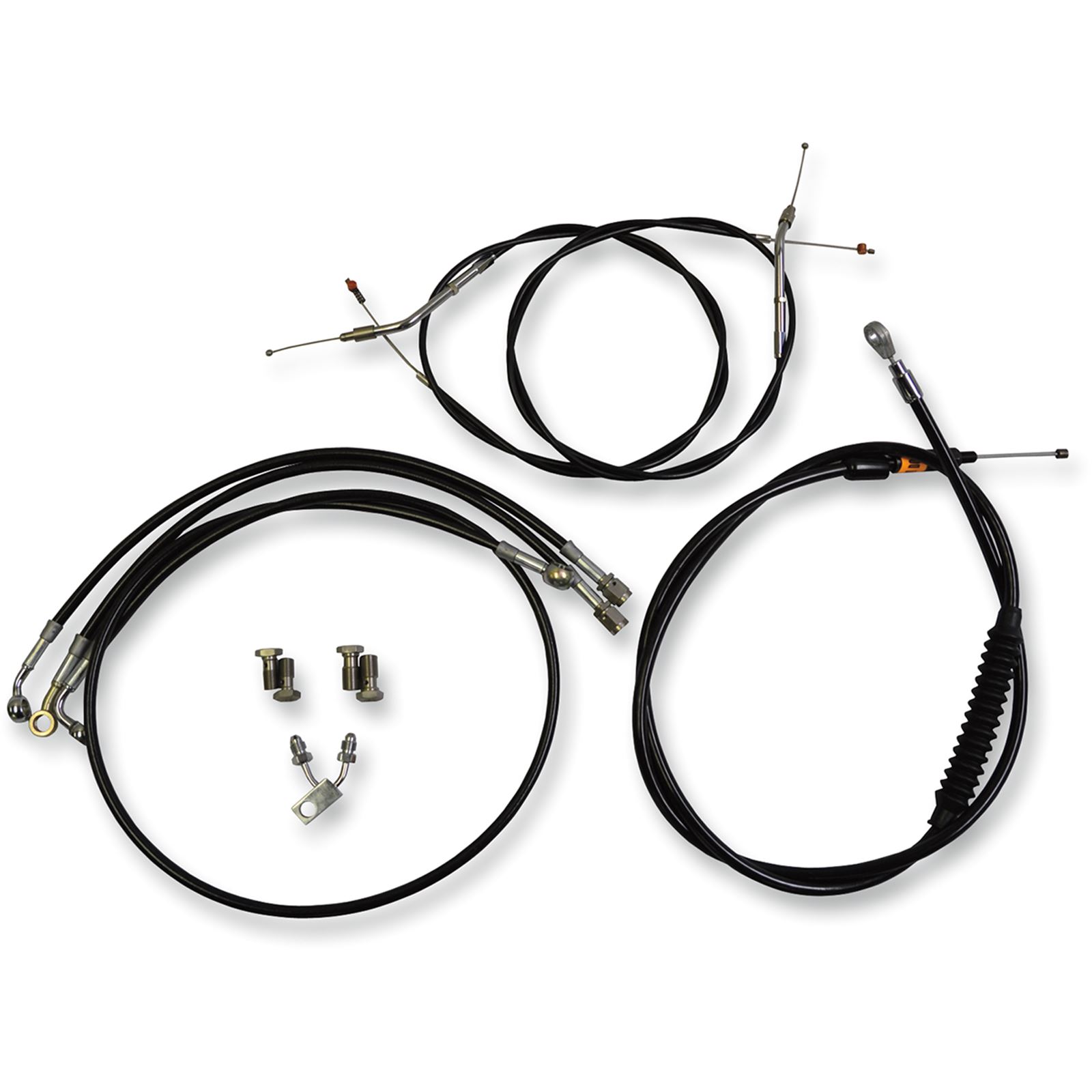 LA Choppers Standard Black Vinyl Braided Handlebar Cable/Brake Line Kit For 15" - 17" Ape Hanger Handlebars