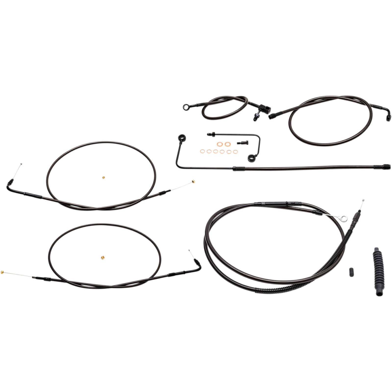 LA Choppers Standard Midnight Braided Handlebar Cable/Brake Line Kit For 15" 17" Ape Hanger