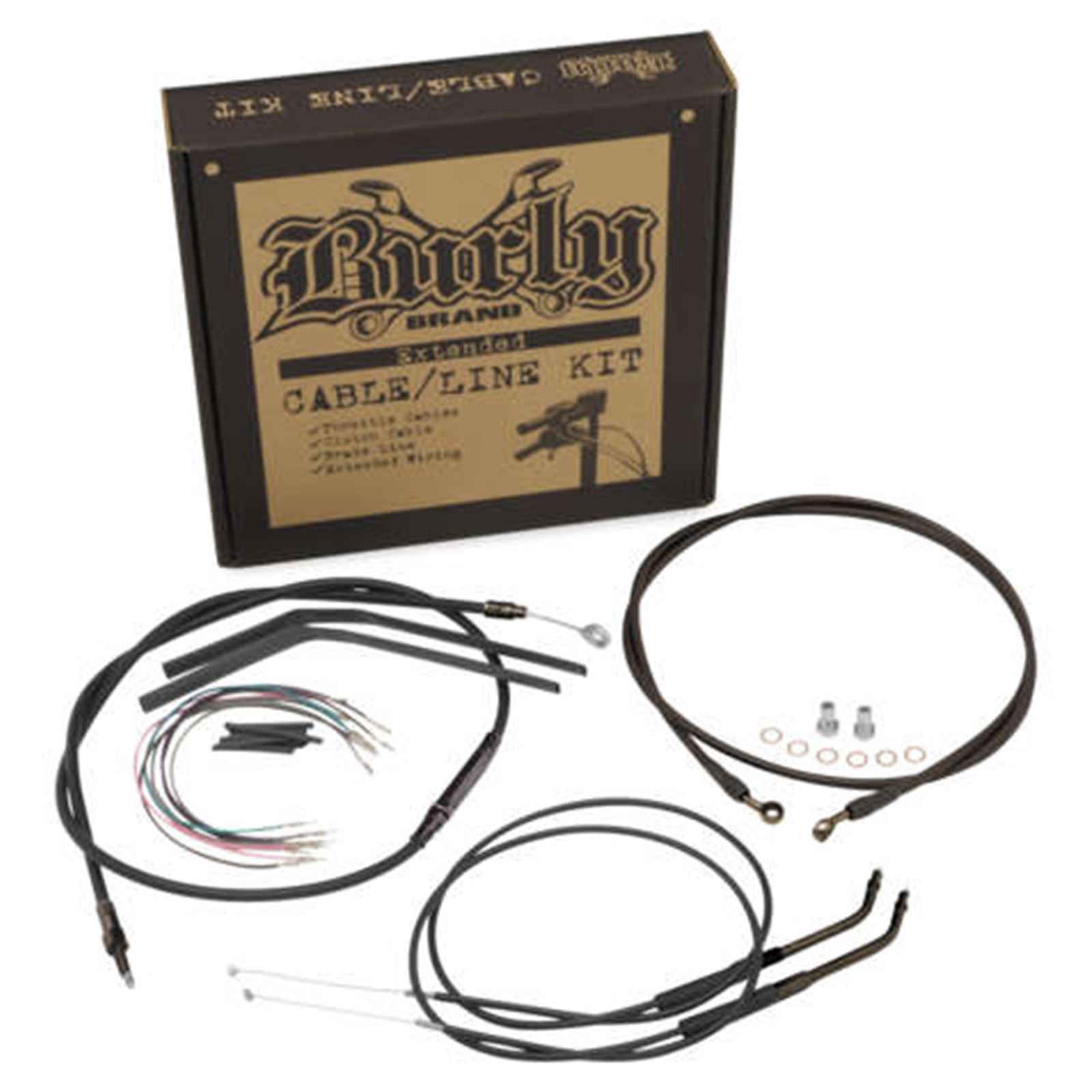 Burly Brand Extended Handlebar Cable/Brake Line Kit-Sportsters with ABS 14" T-Bar