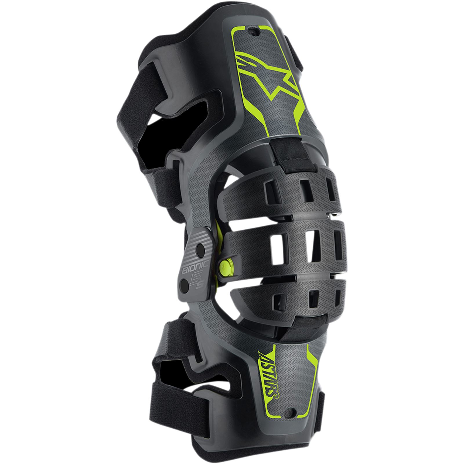 Alpinestars Youth Bionic 5S Knee Braces - Black/Anthracite/Yellow Fluorescent