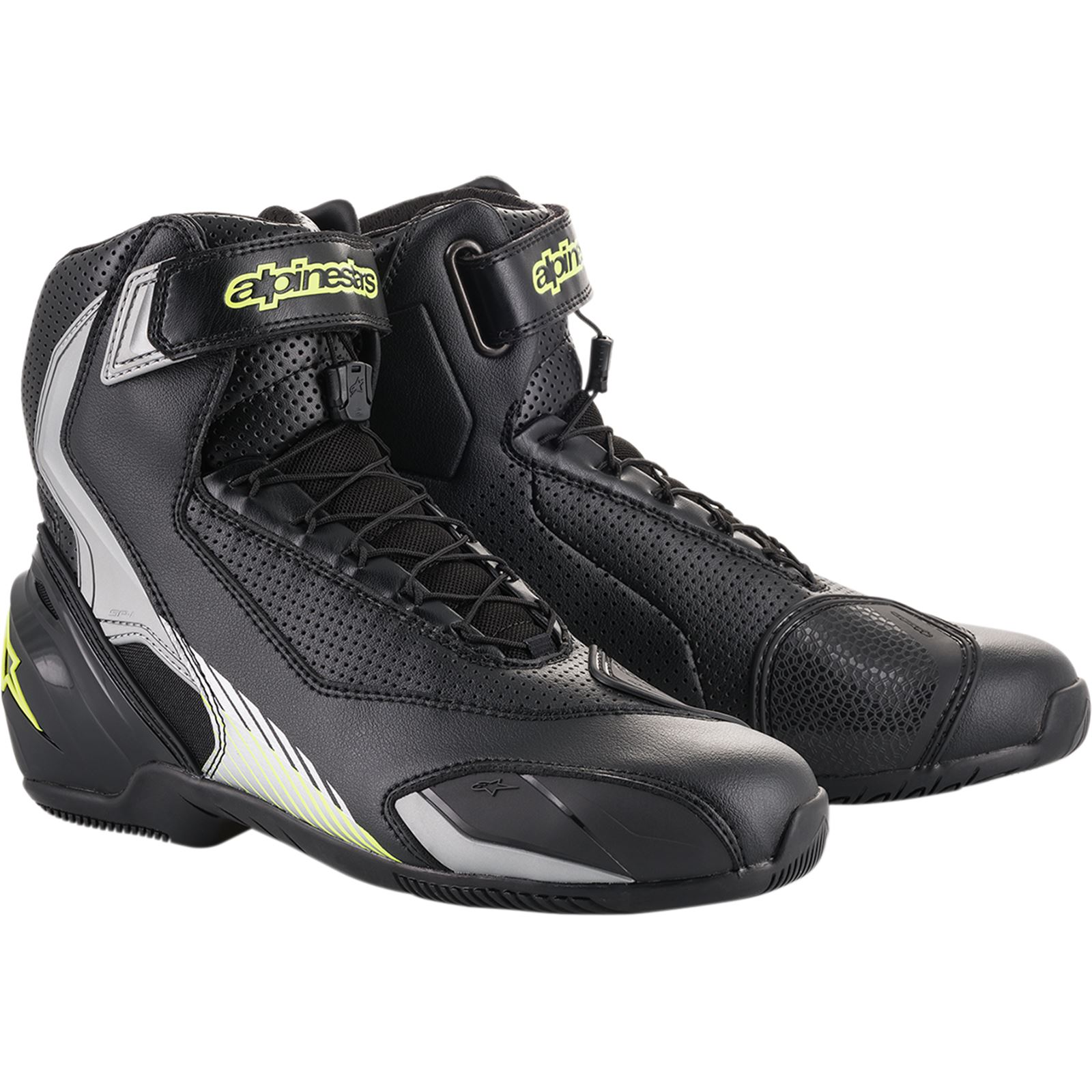 Alpinestars SP-1 v2 Vented Shoes - Black/Silver/Yellow Fluorescent - Size 12.5