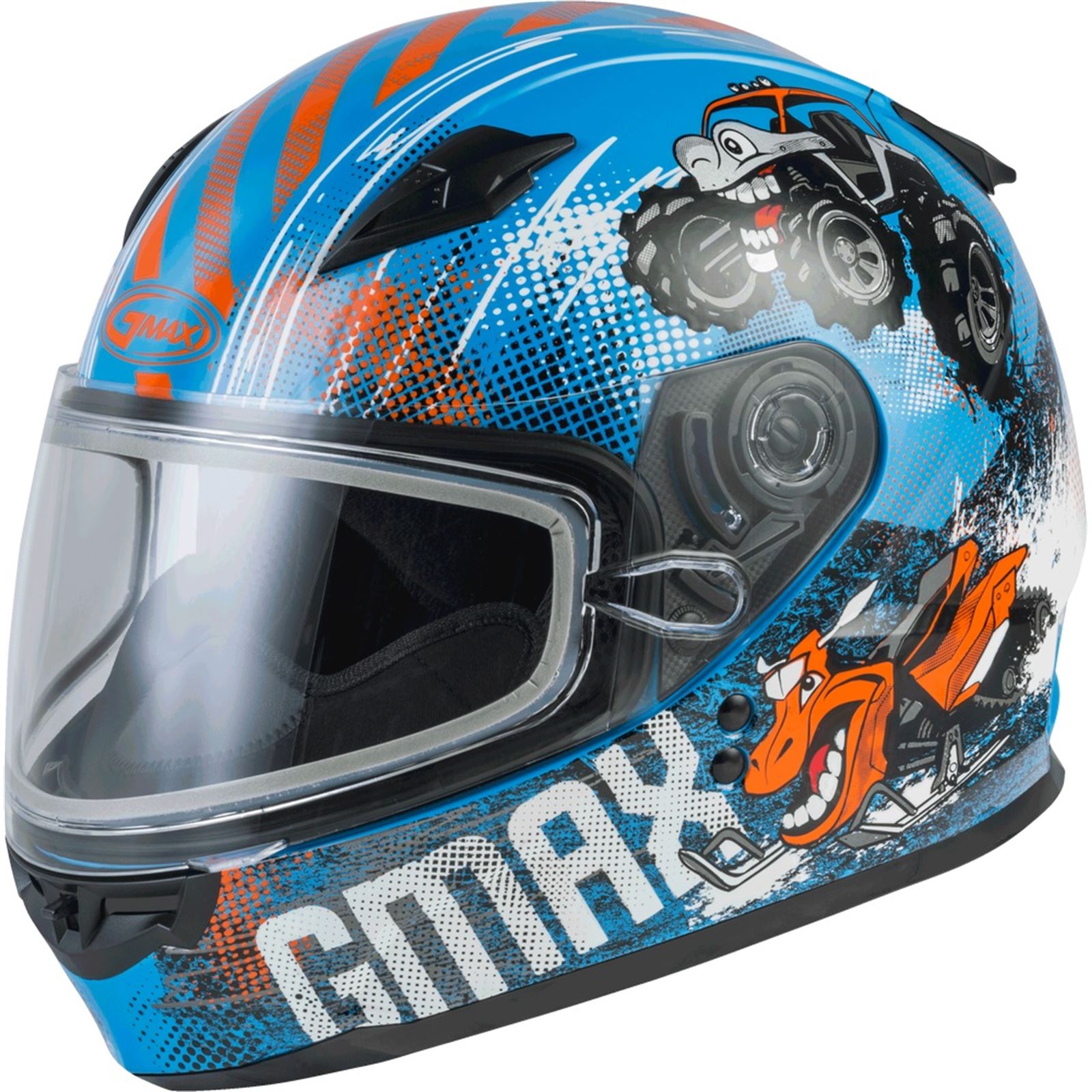 GMax Youth GM-49Y Beasts Snow Helmet Blue/Orange/Gray Youth Medium 