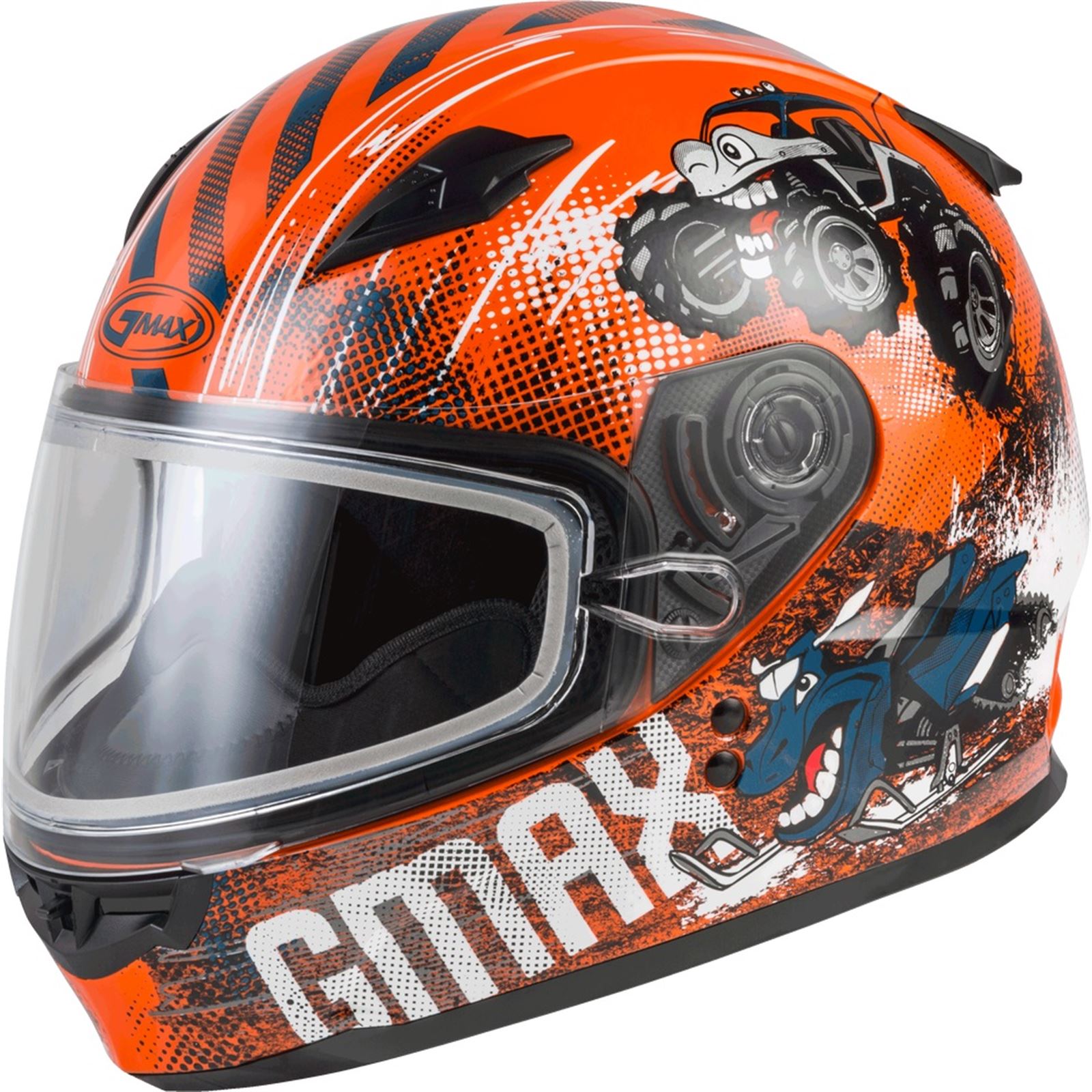GMAX GM-49Y Beasts Youth Full-Face Cold Weather Helmet (Orange/Blue/Grey, Youth Small)