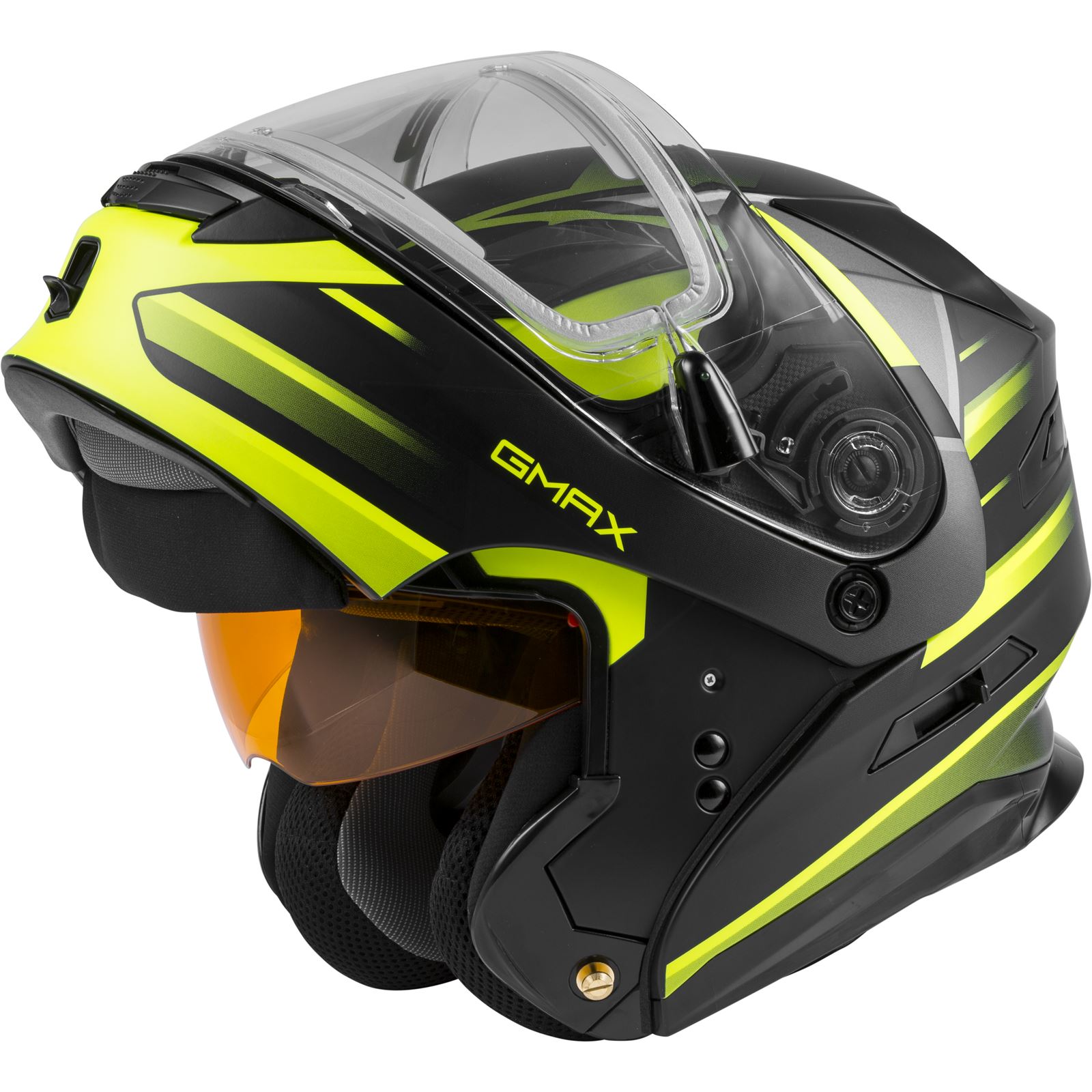 GMax MD01S Modular Helmet with Electric Shield Matte Black/HiVis
