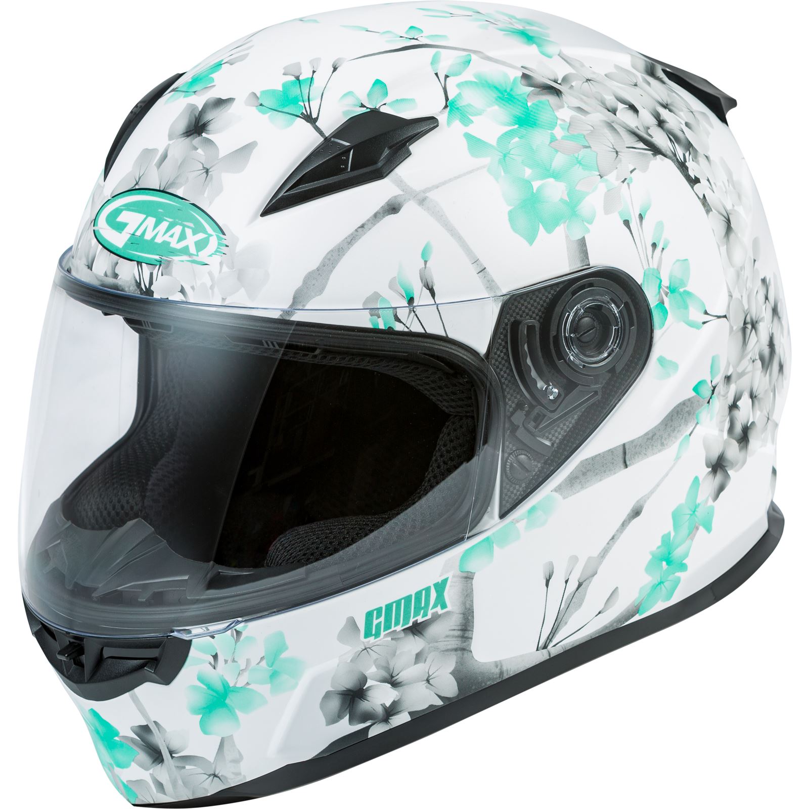 GMax FF-49 Full-Face Blossom Helmet - Matte White/Teal/Grey - X-Large